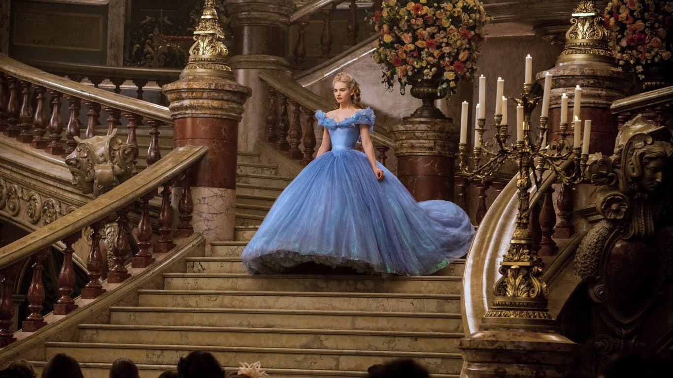 Cinderella, dress, candles, 720P, stairs, hall, lily, james, HD Wallpaper