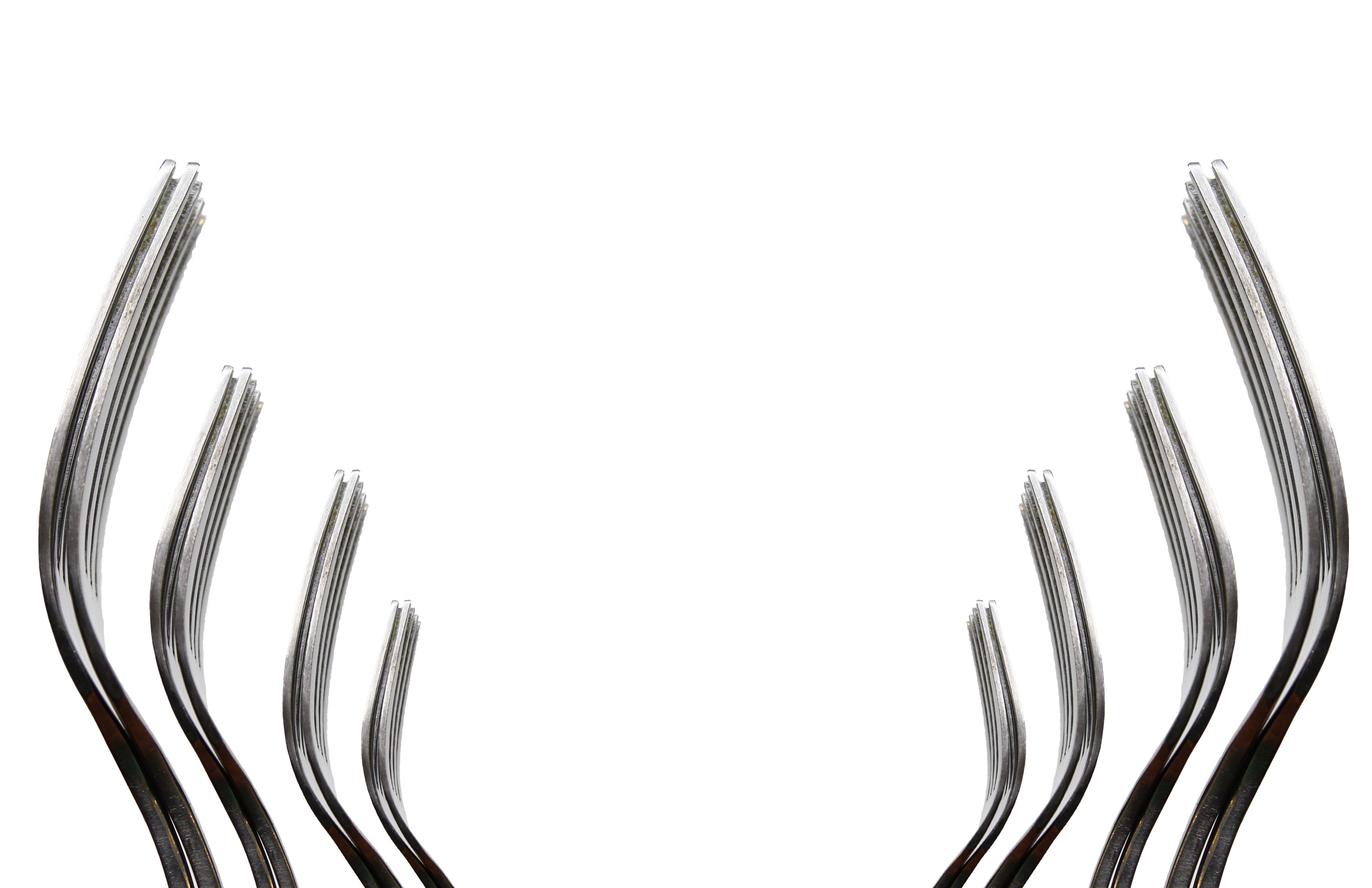food, cut out, work tool, cable, 5K, steel, dishware, food plate, design, forks, silver, white background, eight, alloy, cooking utensils, indoors, equipment, HD Wallpaper