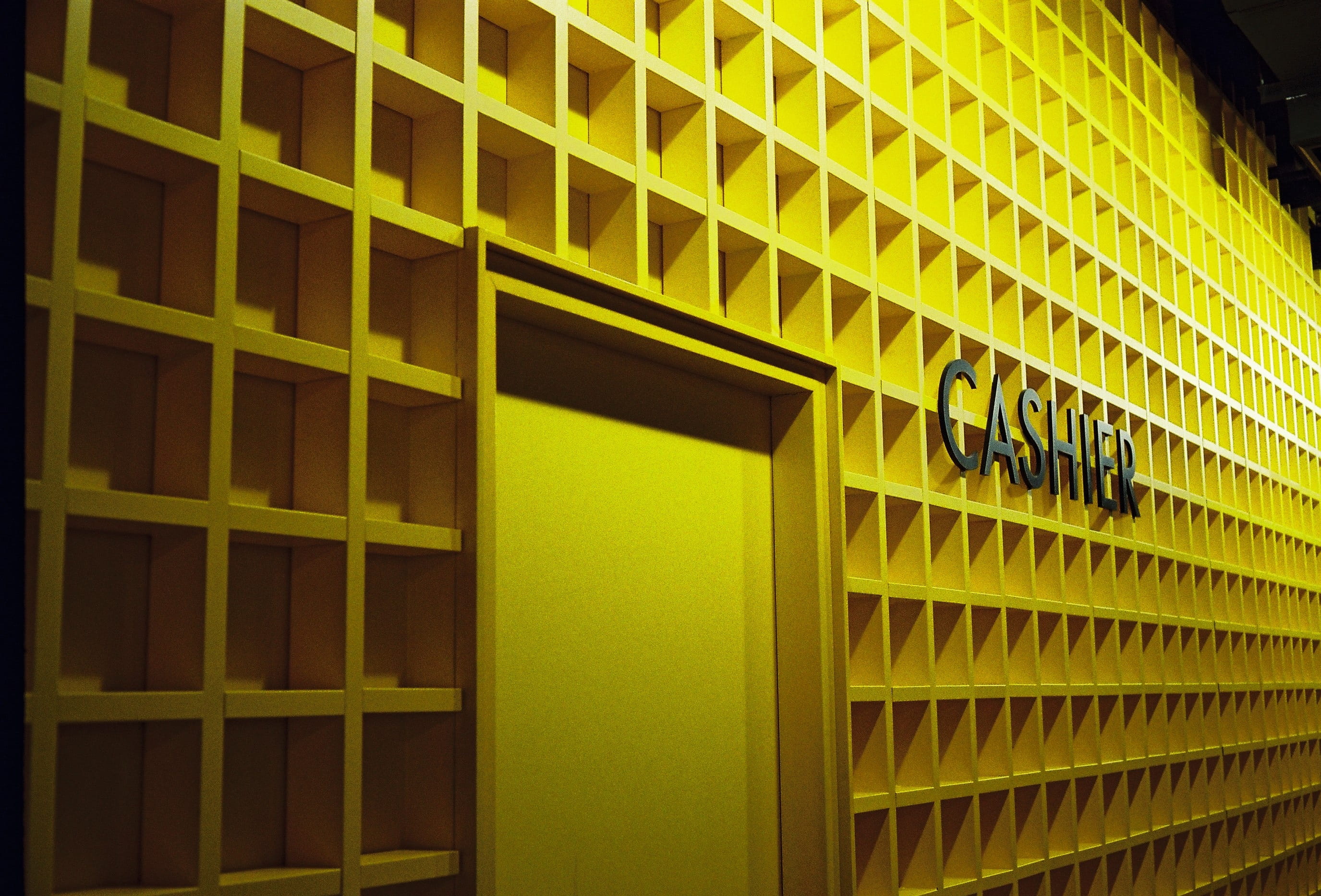 pattern, yellow, office building, banister, closet, outdoors, library, day, office building exterior, architecture, lighting, modern, word, indoors, no people, HD Wallpaper
