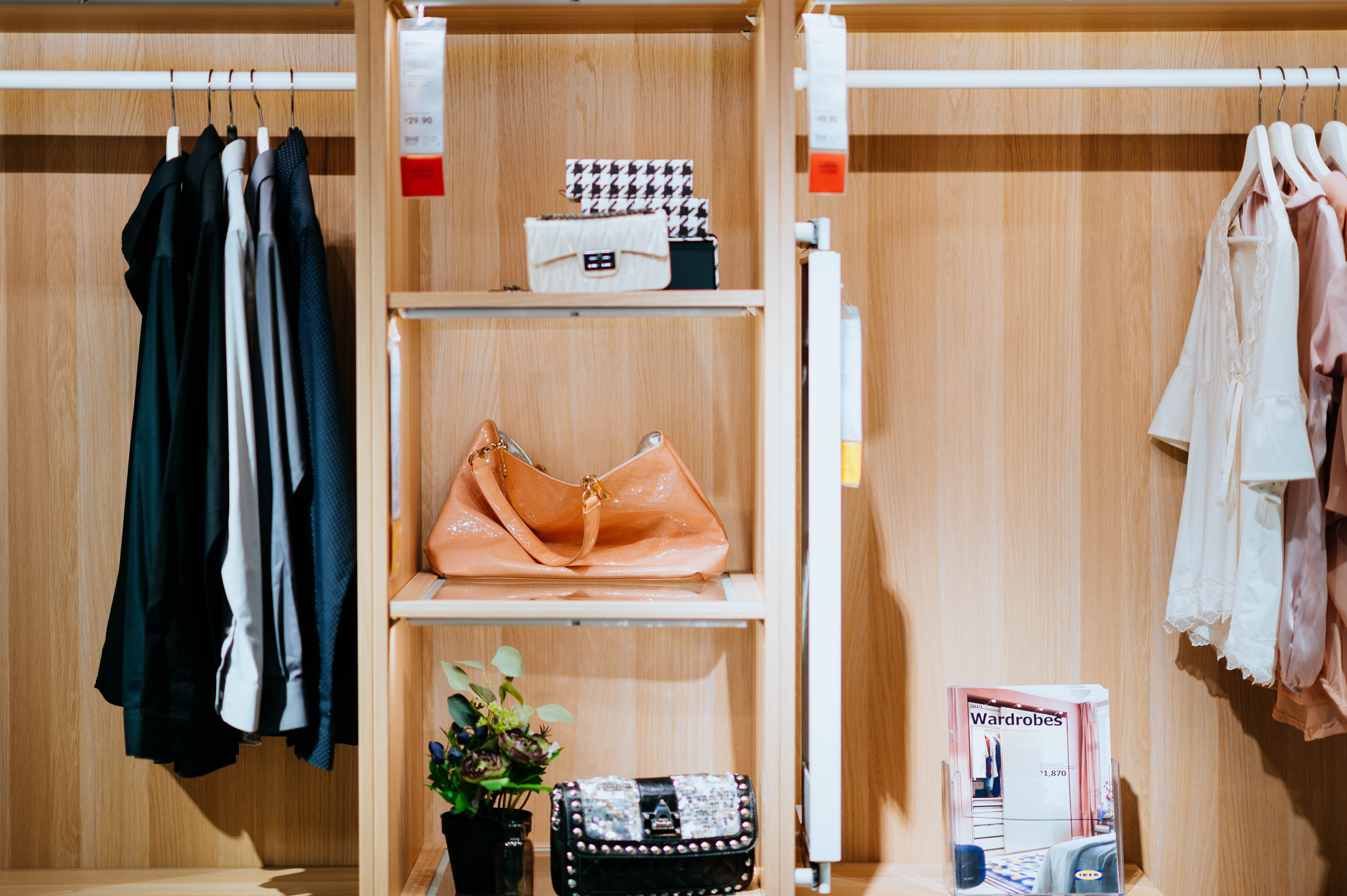 sale, footwear, hardwood, plywood, rack, shoe, cupboard, consumerism, floor, business, boutique, indoors, choice, walk-in closet, brown, bag, large group of objects, HD Wallpaper