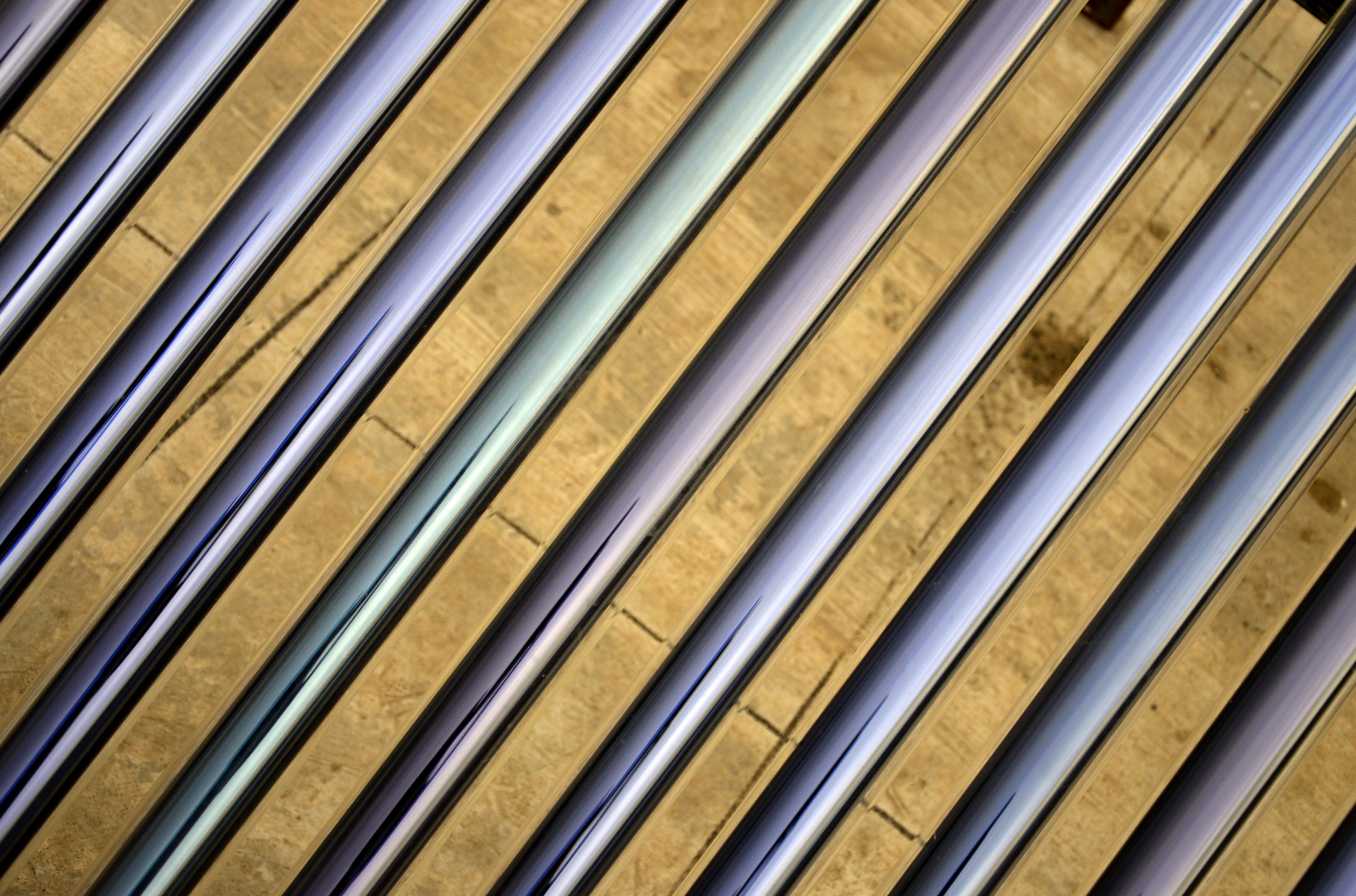 no people, gold, hardwood, rod, cutlery, table, wood, texture, in a row, steel, alloy, plywood, text, 5K, abstract, side by side, silver colored, corrugated, HD Wallpaper
