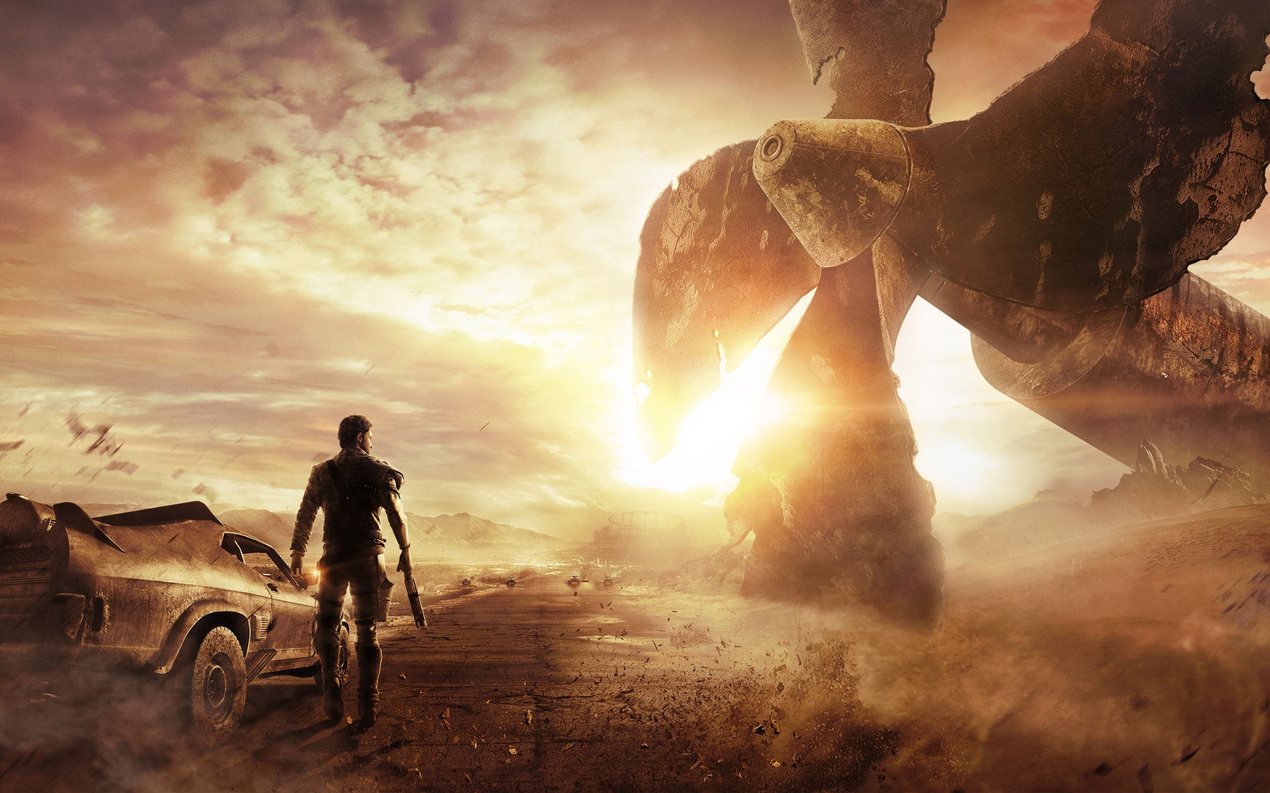 full length, land, men, 2K, sunset, nature, digital art, movies, sunlight, outdoors, representation, sculpture, leisure activity, sky, people, field, dust, HD Wallpaper