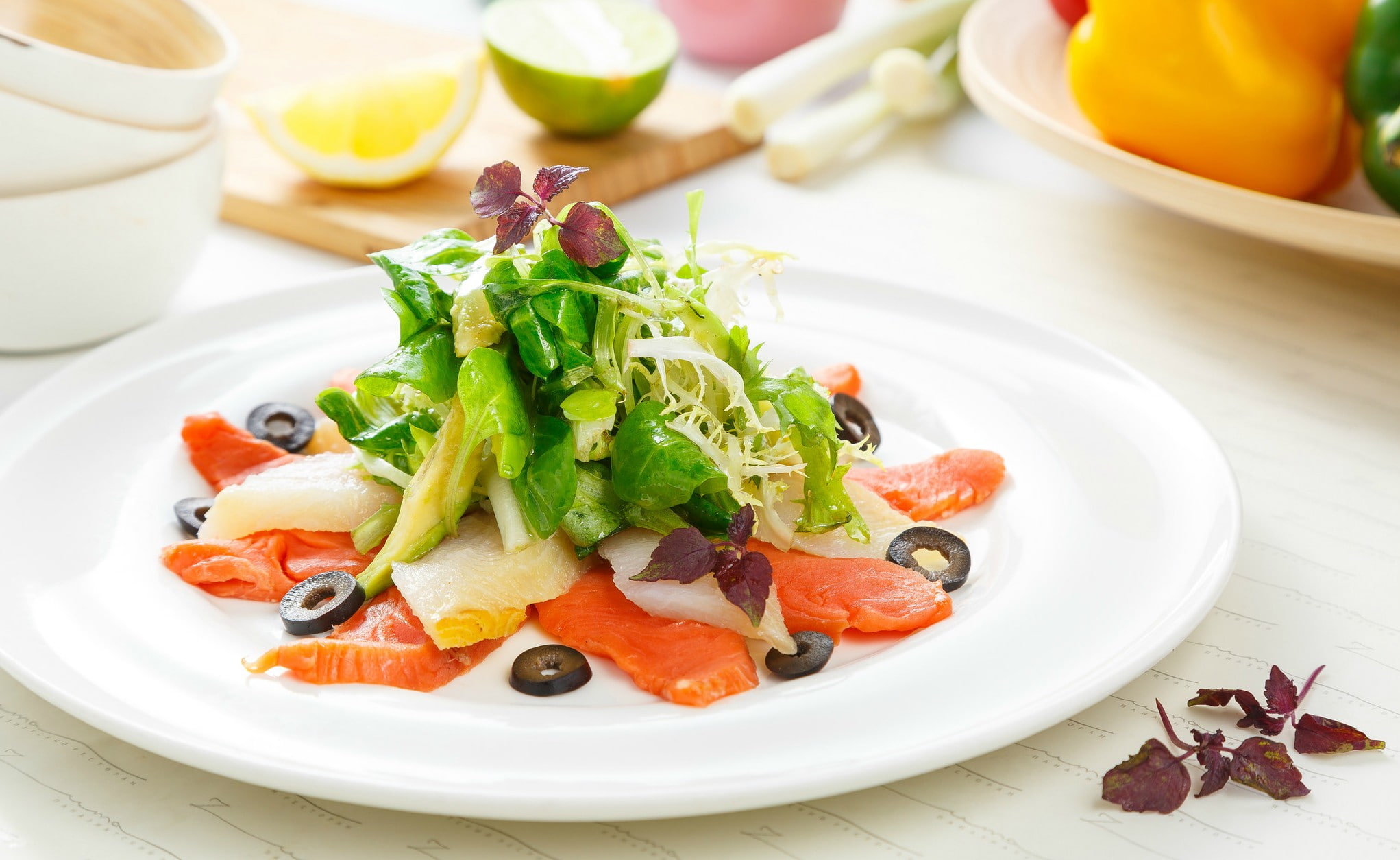 meal, serving size, high angle view, herb, vegetable, plate, crockery, seafood, table, no people, vegetarian food, fruit, ready-to-eat, food and drink, HD Wallpaper