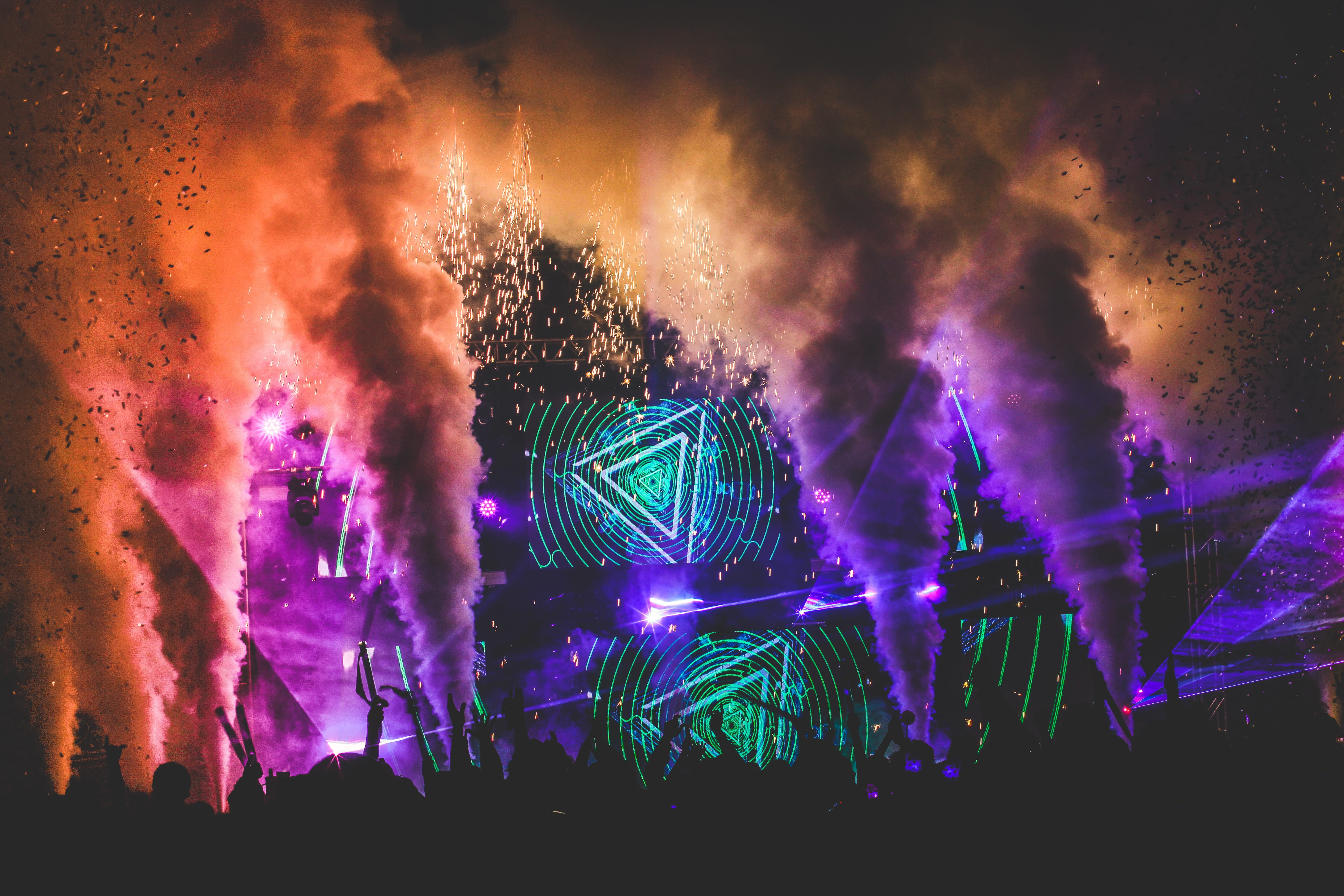 popular music concert, event, sky, performance, illuminated, multi colored, architecture, mexico, excitement, low angle view, concert, festival, music festival, HD Wallpaper