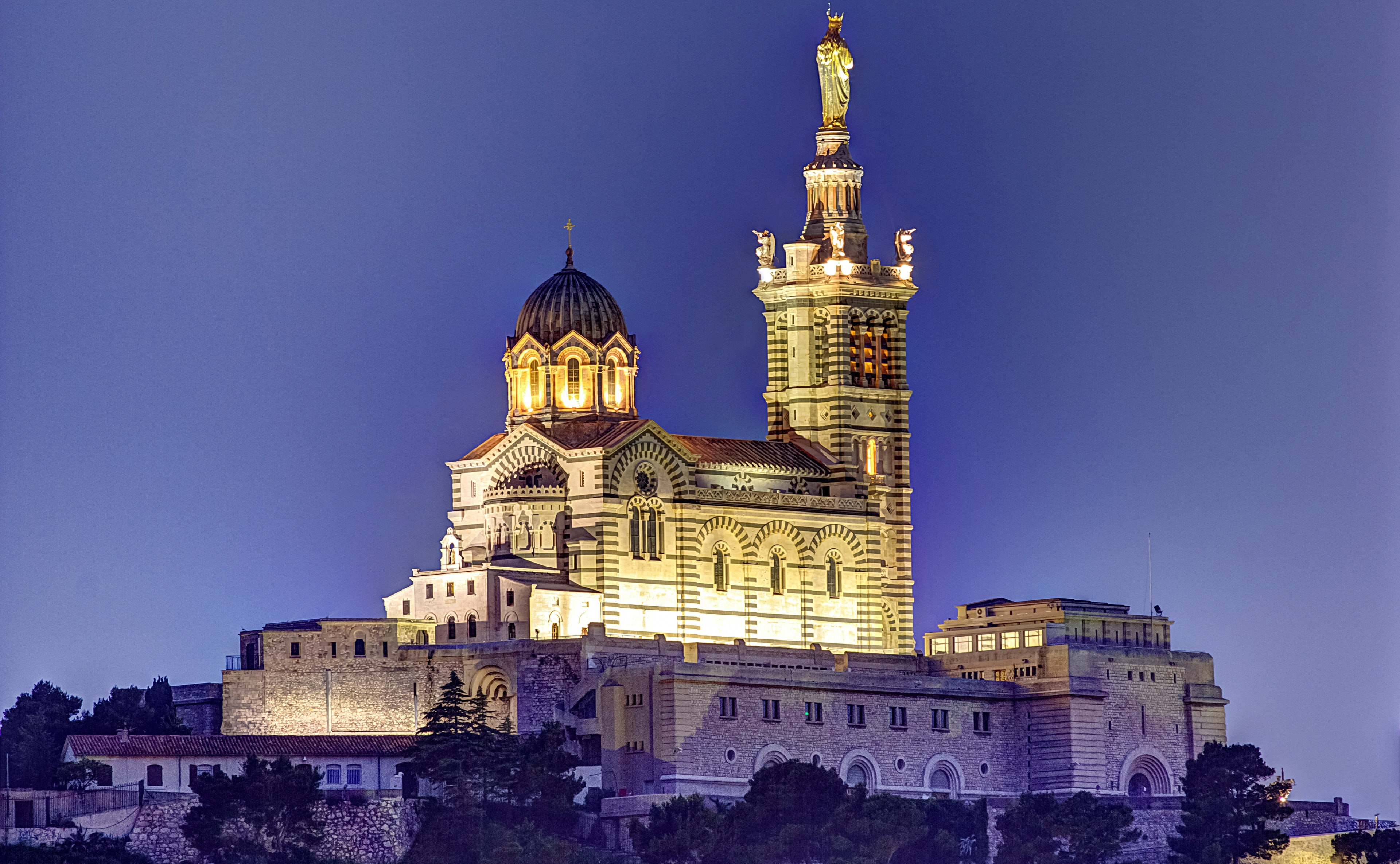 4K, Basilica, Notre-Dame-de-La-garde, France, Marseille, HD Wallpaper