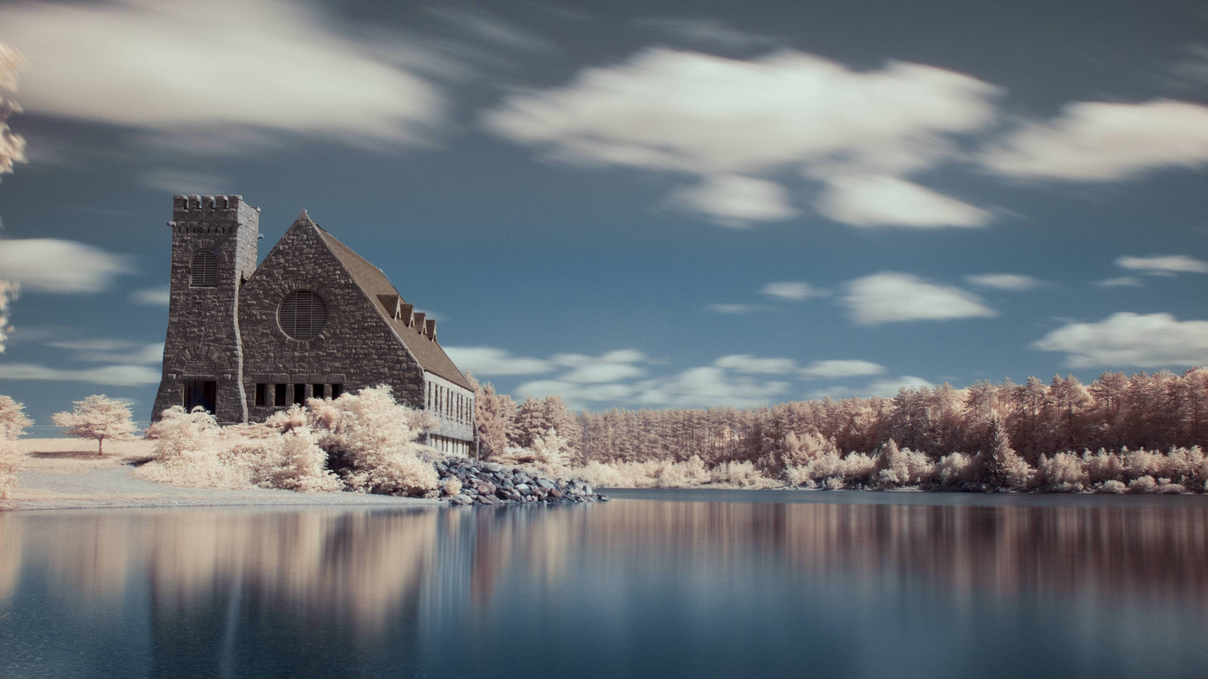 tower, surreal, autumn, snow, 4K, built Structure, religion, rural Scene, travel, house, beauty In Nature, landscape, calm, travel destinations, europe, HD Wallpaper
