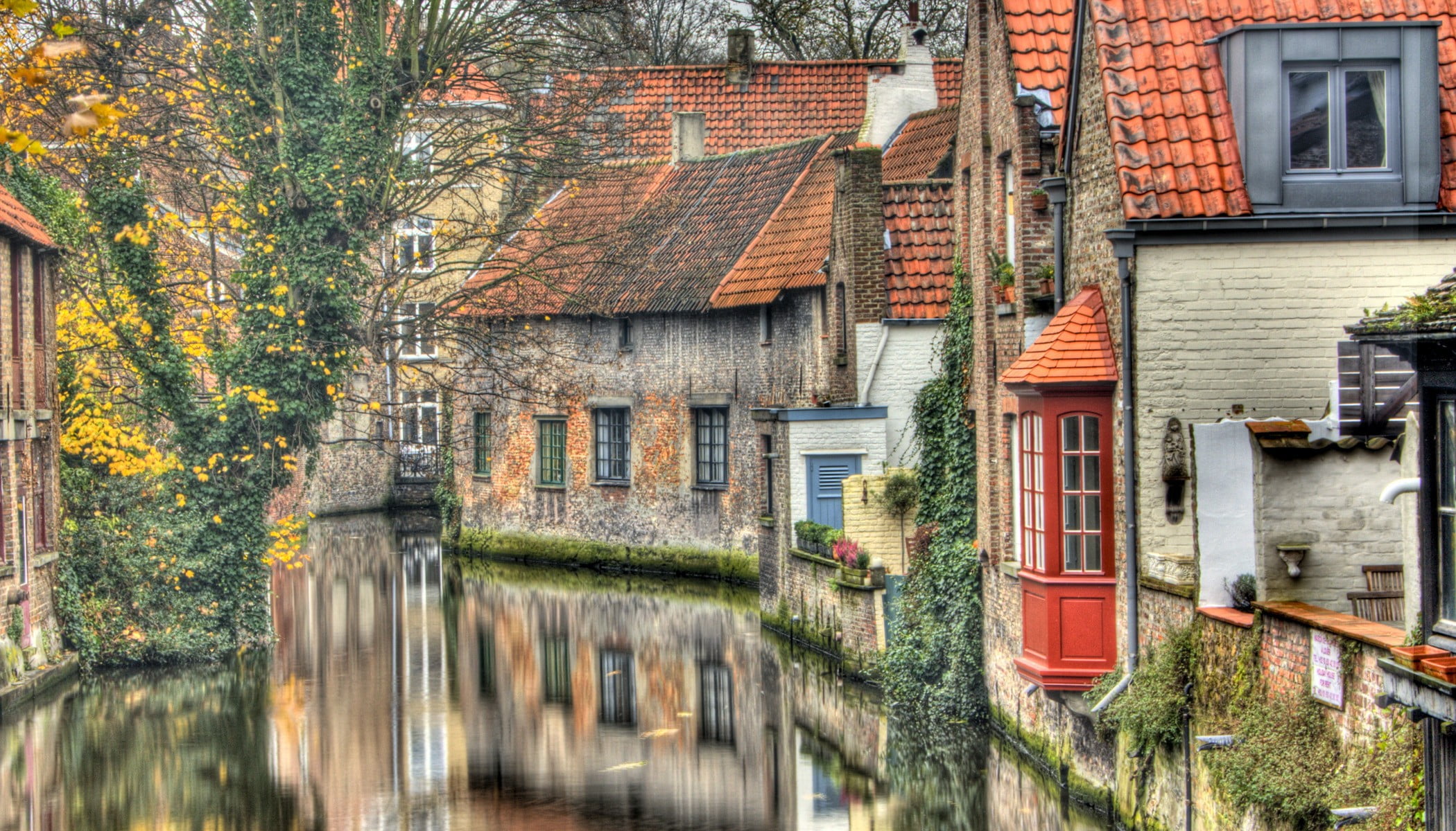 outdoors, tree, city, cityscape, water, residential district, house, no people, row house, brick, building, built structure, plant, waterfront, 1080P, HD Wallpaper