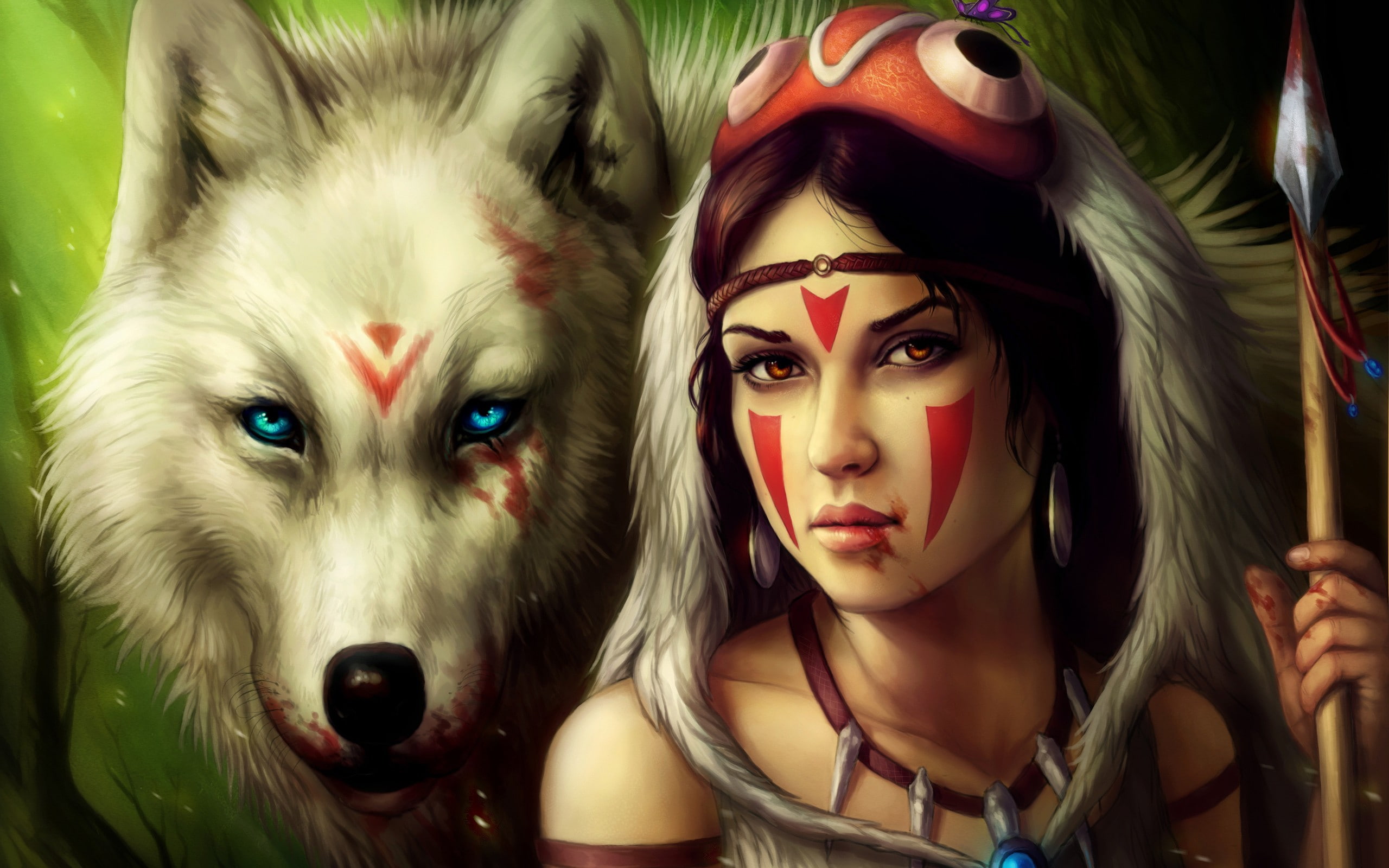 san, 2K, mononoke, princess, moro, artwork, HD Wallpaper
