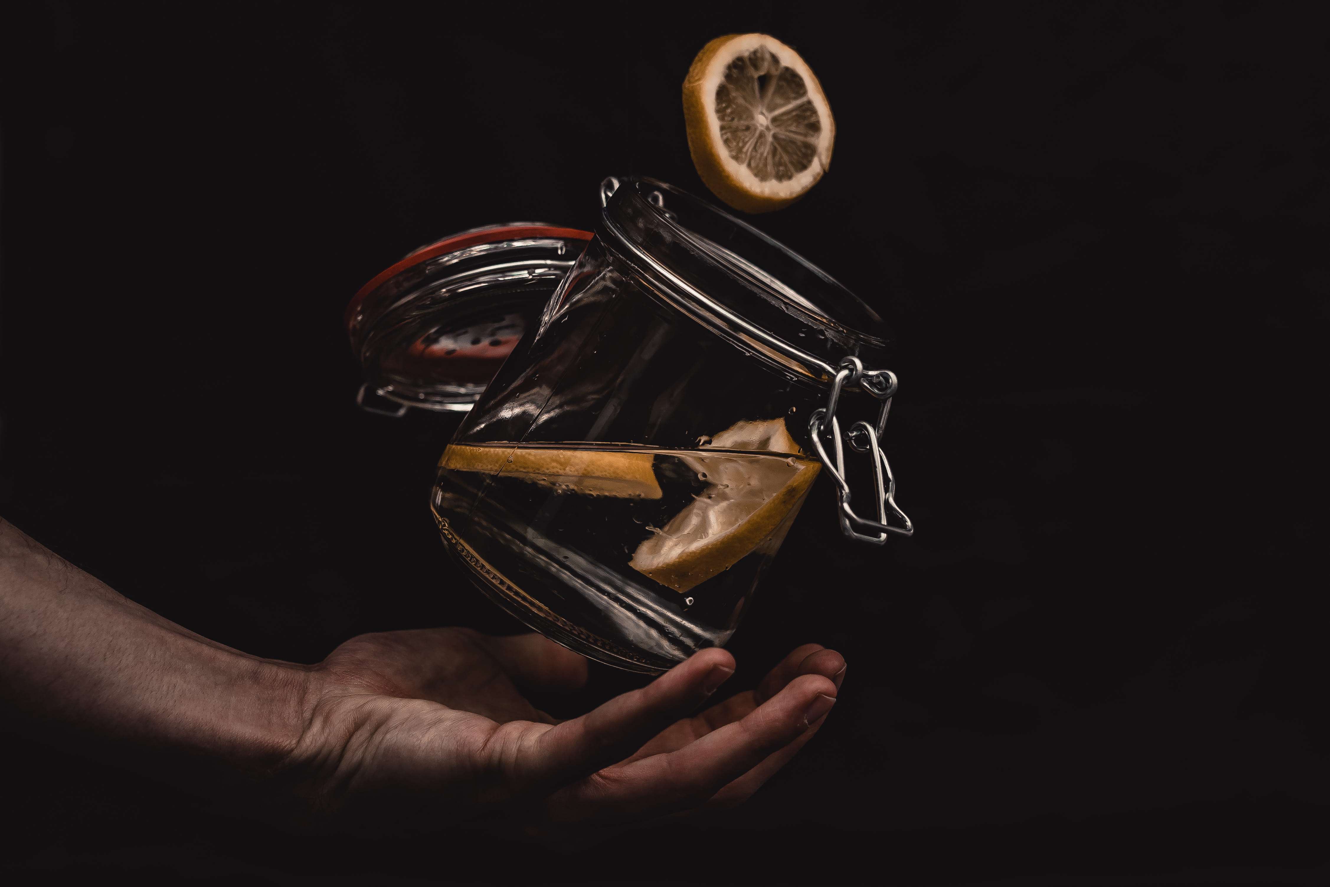 citrus fruit, crystal, black background, accessories, 4K, human, social issues, treasure, jar, plant, person, copy space, ring, holding, human finger, HD Wallpaper