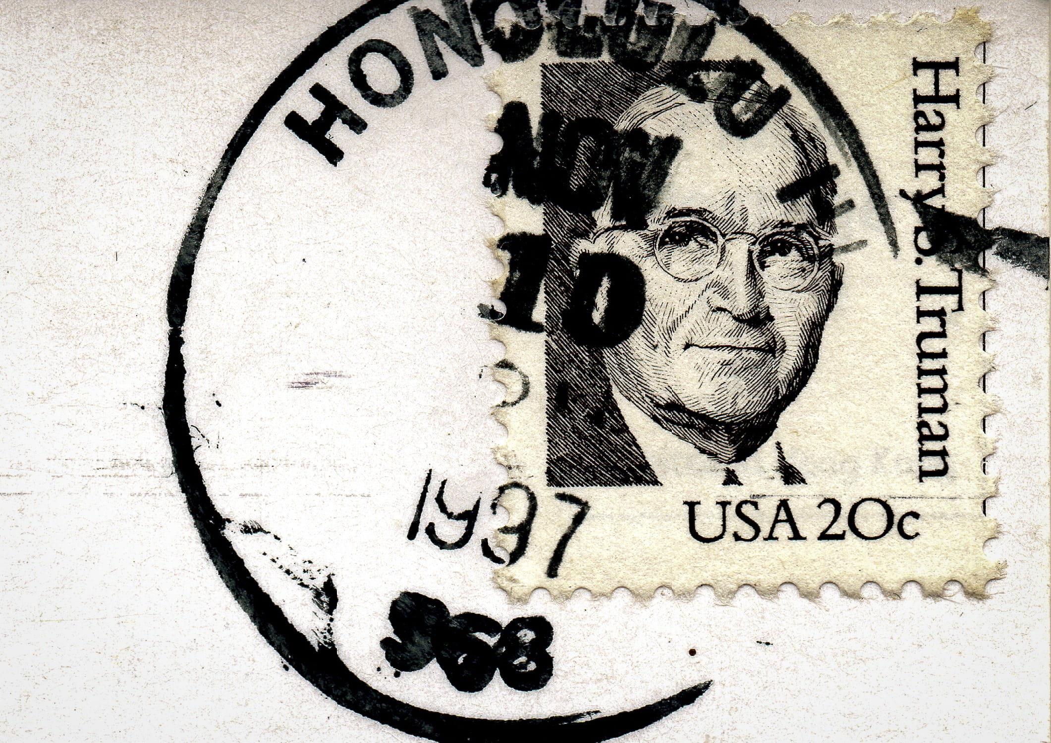 postage, black color, travel, wall, usa, day, graffiti, letter, male likeness, stamp, post, close-up, mural, art and craft, postmark, one person, harry truman, HD Wallpaper