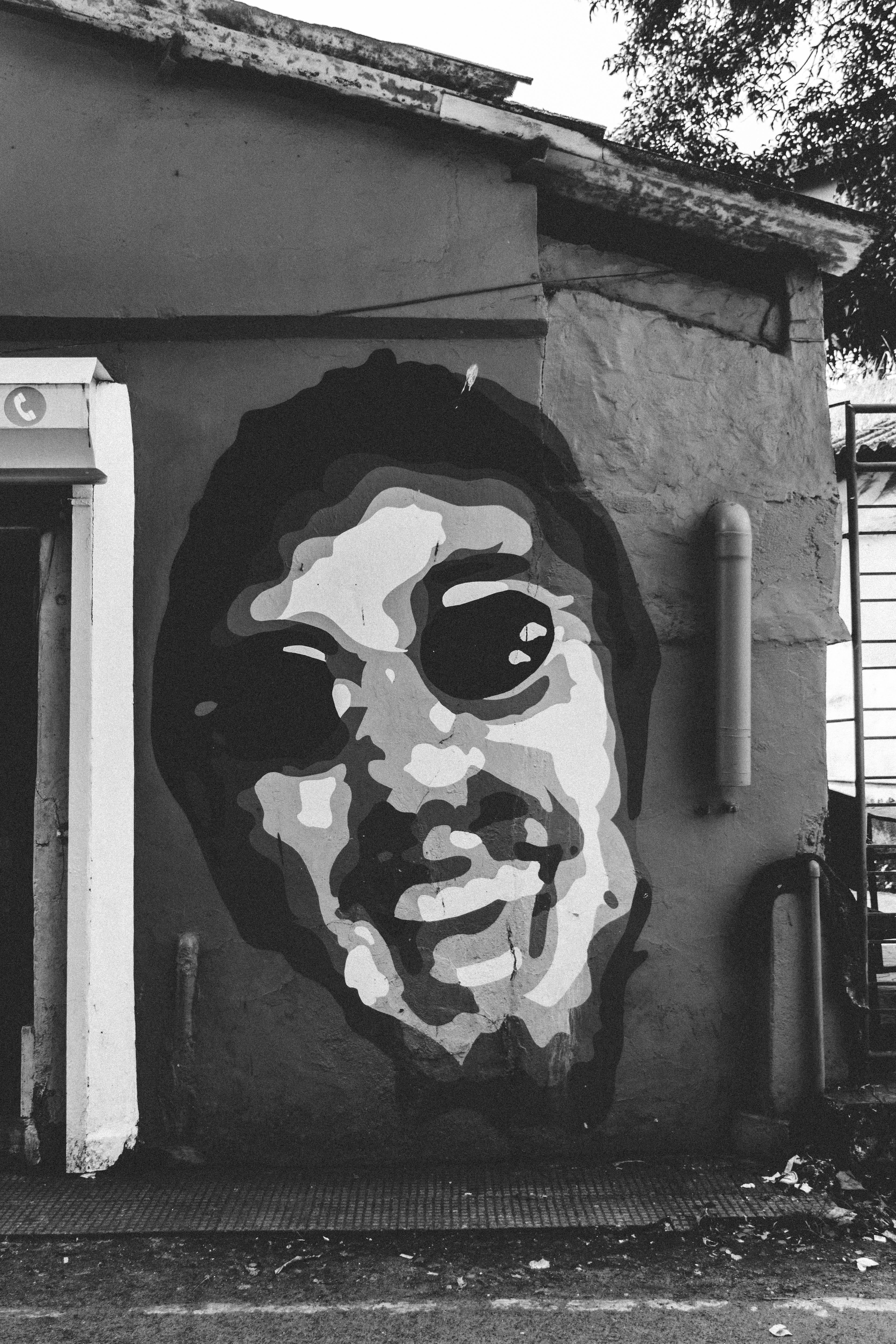 stencil, 5K, built structure, painting, silhouette, building exterior, craft, wall, kiosk, disguise, art, modern art, postage stamp, art and craft, crypt, Phone HD Wallpaper