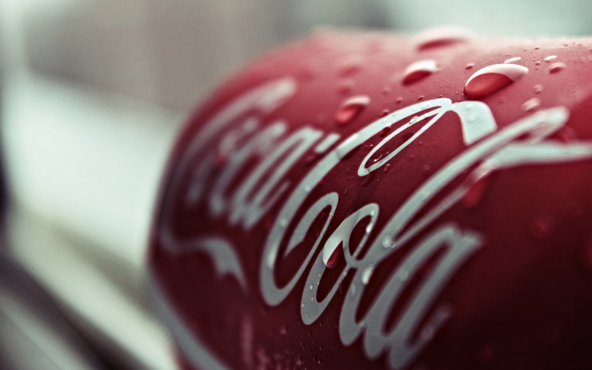 depth of field, 1080P, water drops, photography, can, closeup, macro, typography, Coca-Cola, HD Wallpaper