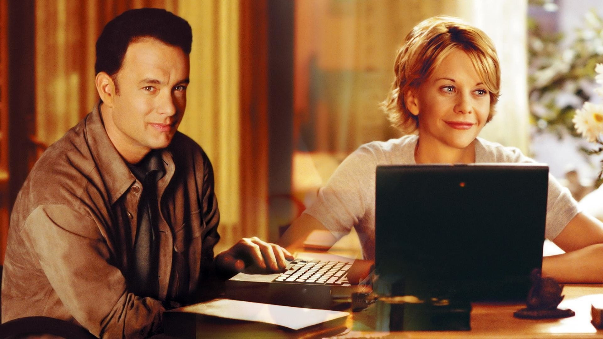 Meg Ryan, two people, portrait, females, adult, computer, 1080P, Joe Fox, Kathleen Kelly, technology, using computer, laptop, Tom Hanks, young adult, wireless technology, HD Wallpaper