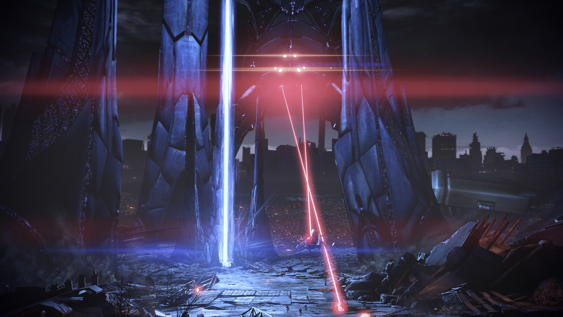 long exposure, light, outdoors, Mass Effect 3, illuminated, 1080P, people, city, built structure, nature, night, industry, motion, Harbinger, Mass Effect, HD Wallpaper
