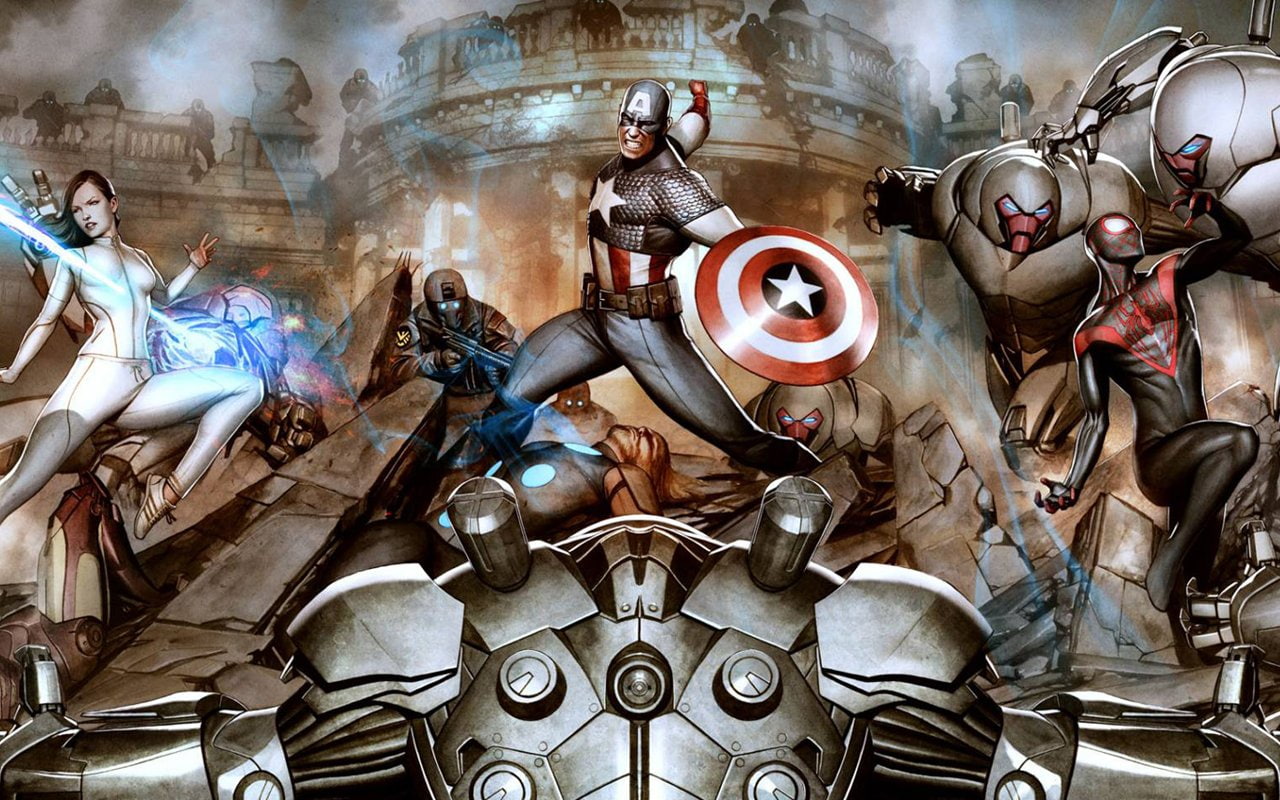 720P, The Ultimate, Spider-Man, Comics, Captain America, HD Wallpaper
