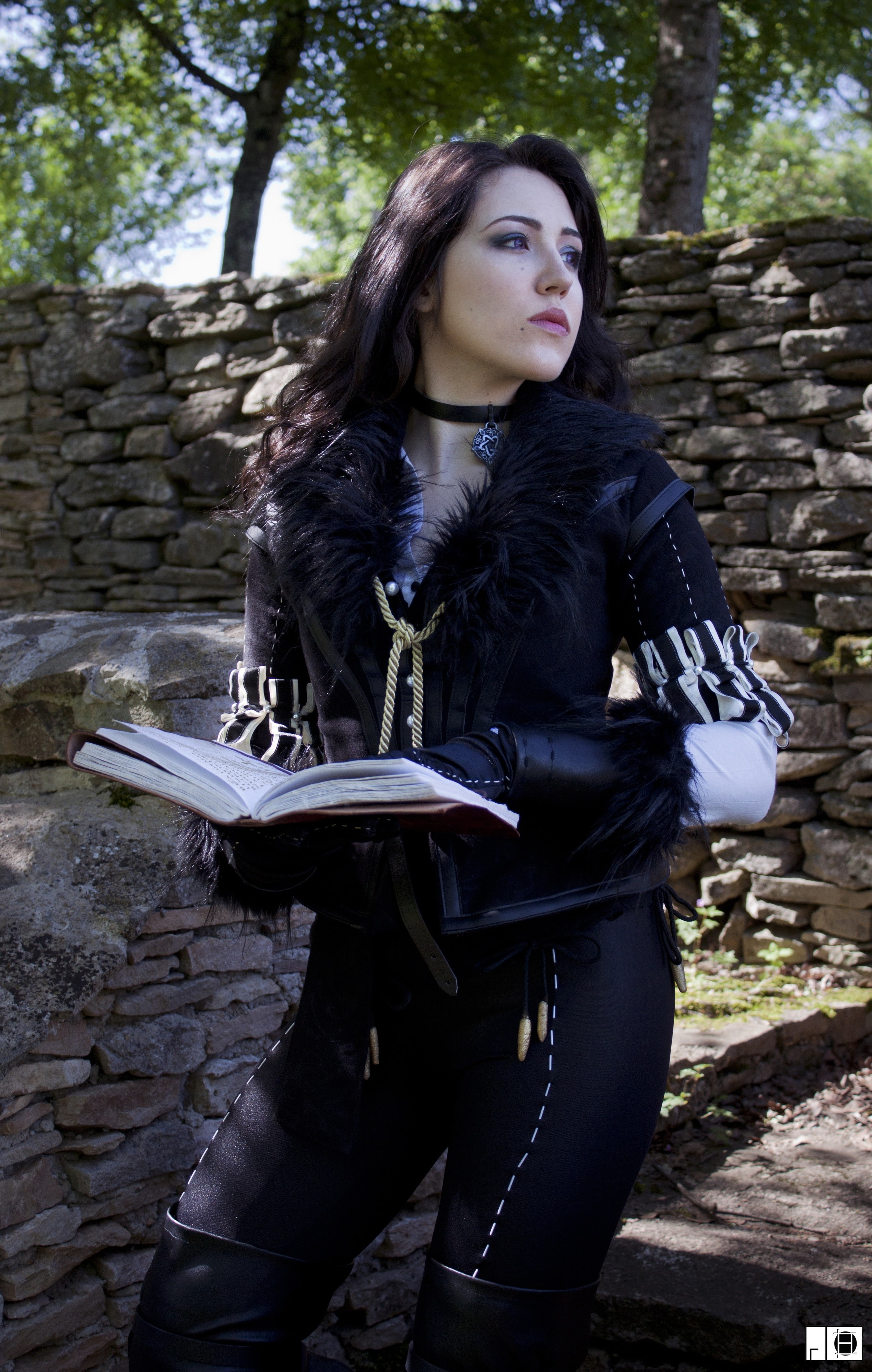 long hair, hair, fashion, Yennefer of Vengerberg, portrait, leather, architecture, brick, beautiful woman, three quarter length, Yennefer, teenager, leather jacket, Phone HD Wallpaper