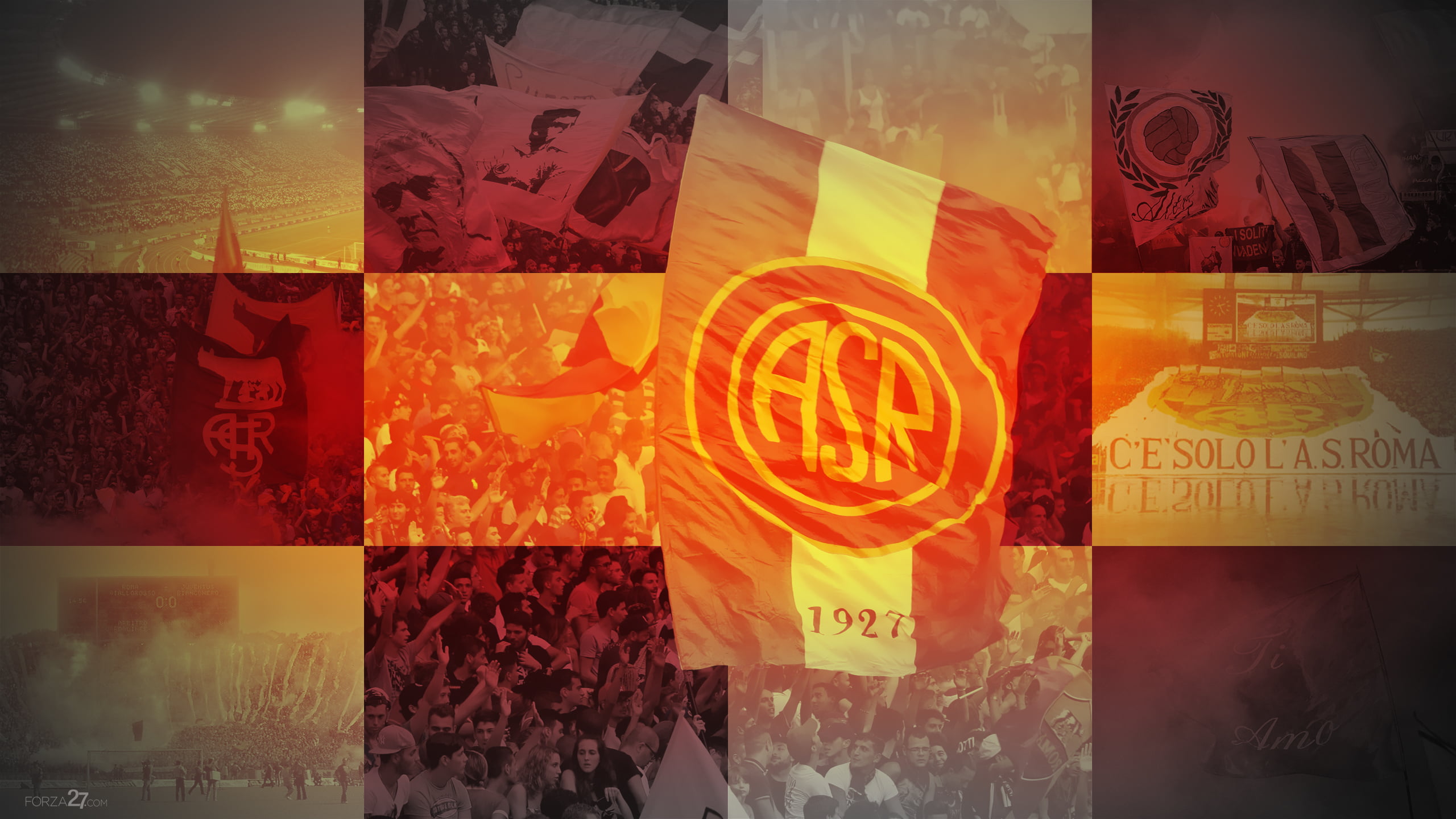yellow, ASR, flag, AS Roma, Curva Sud, Rome, football stadium, CUCS, 2K, red, HD Wallpaper
