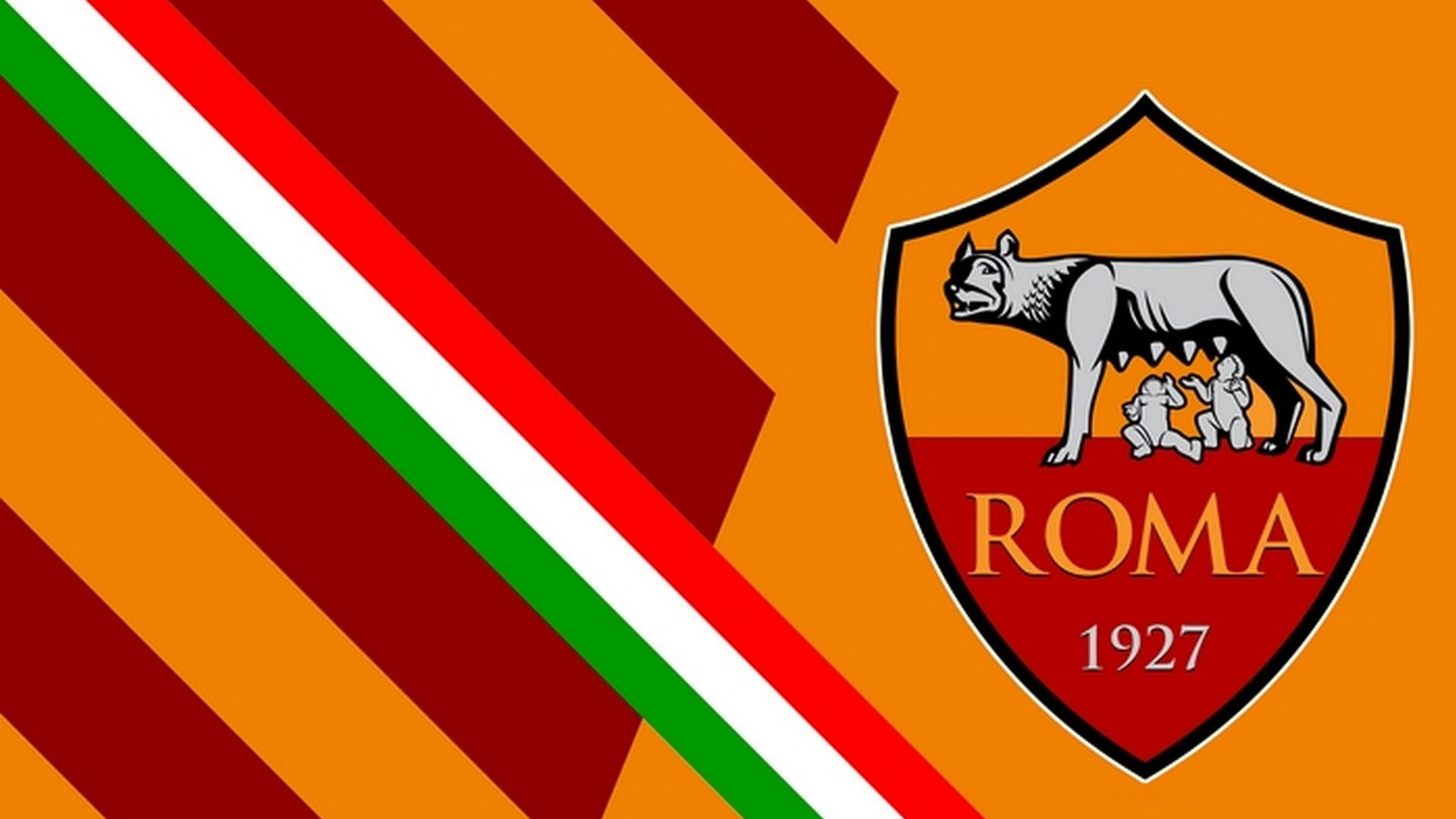 wolf, Italy, AS Roma, logotype, soccer, yellow, red, flag, sport, Nike, Rome, ASR, 1080P, logo, HD Wallpaper