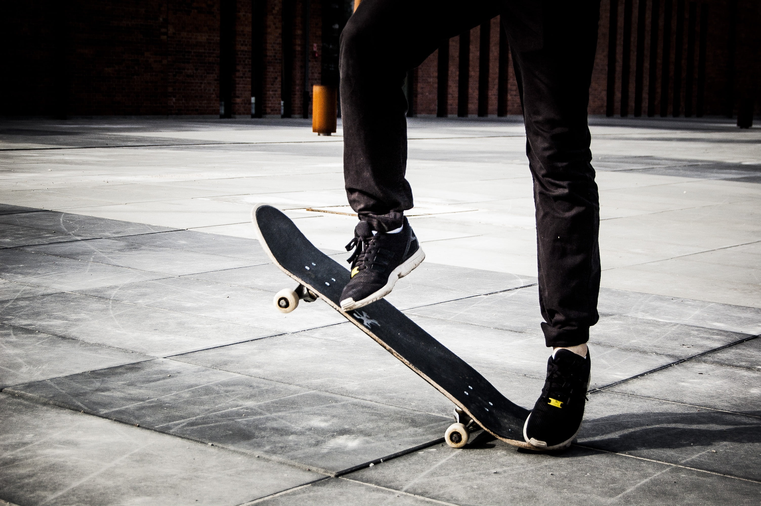 chrome, balance, sneakers, leisure activity, skill, model, men, human foot, adult, body part, floor, wall, lifestyles, skateboarding, human, unrecognizable person, HD Wallpaper