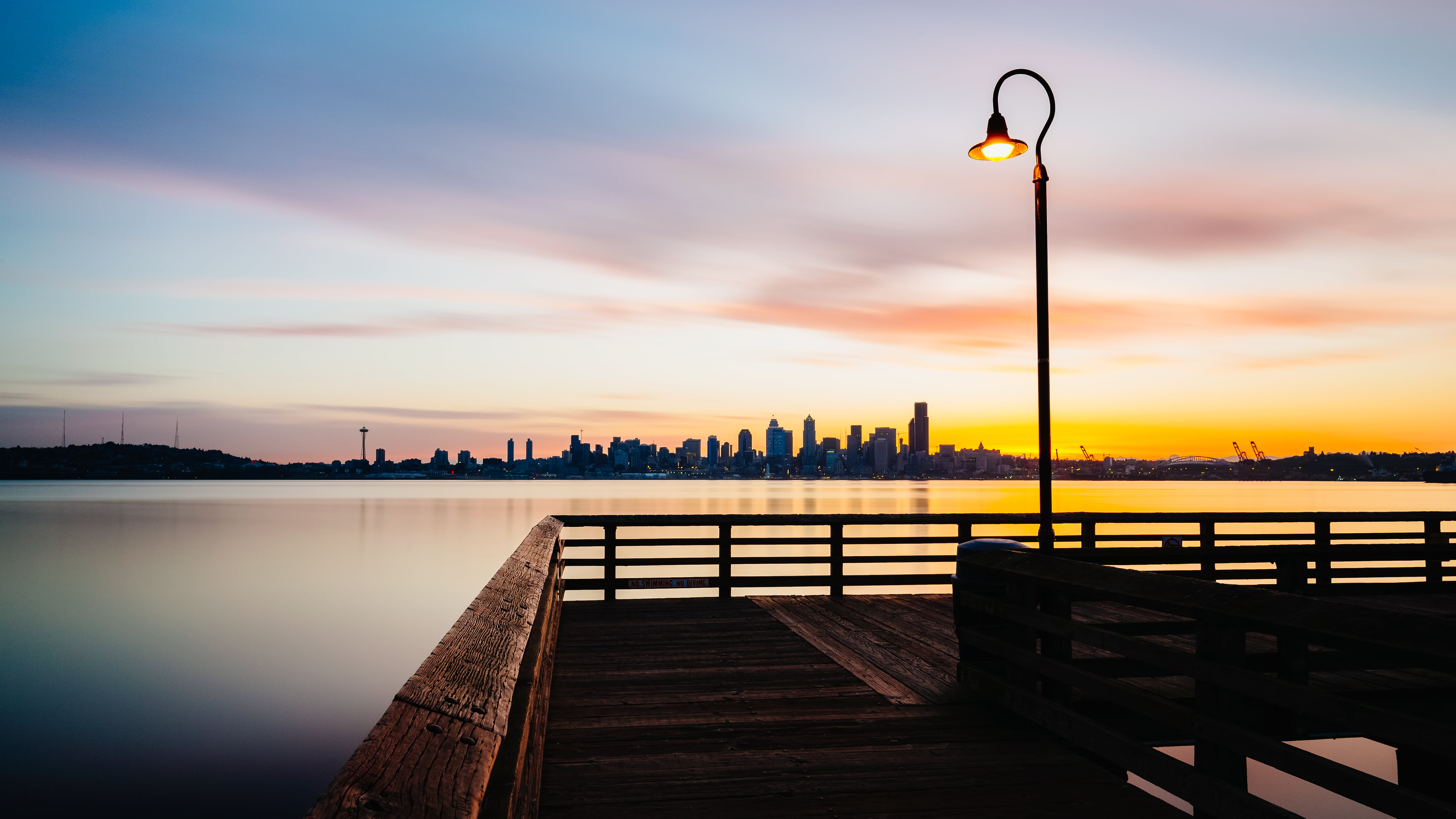 sunrise, black, wood - Material, dusk, cityscape, Pacific Northwest, 1000x, westrock, Canon EOS 5D Mark III, pier, john, ND, washington, post, lake, B+W, HD Wallpaper