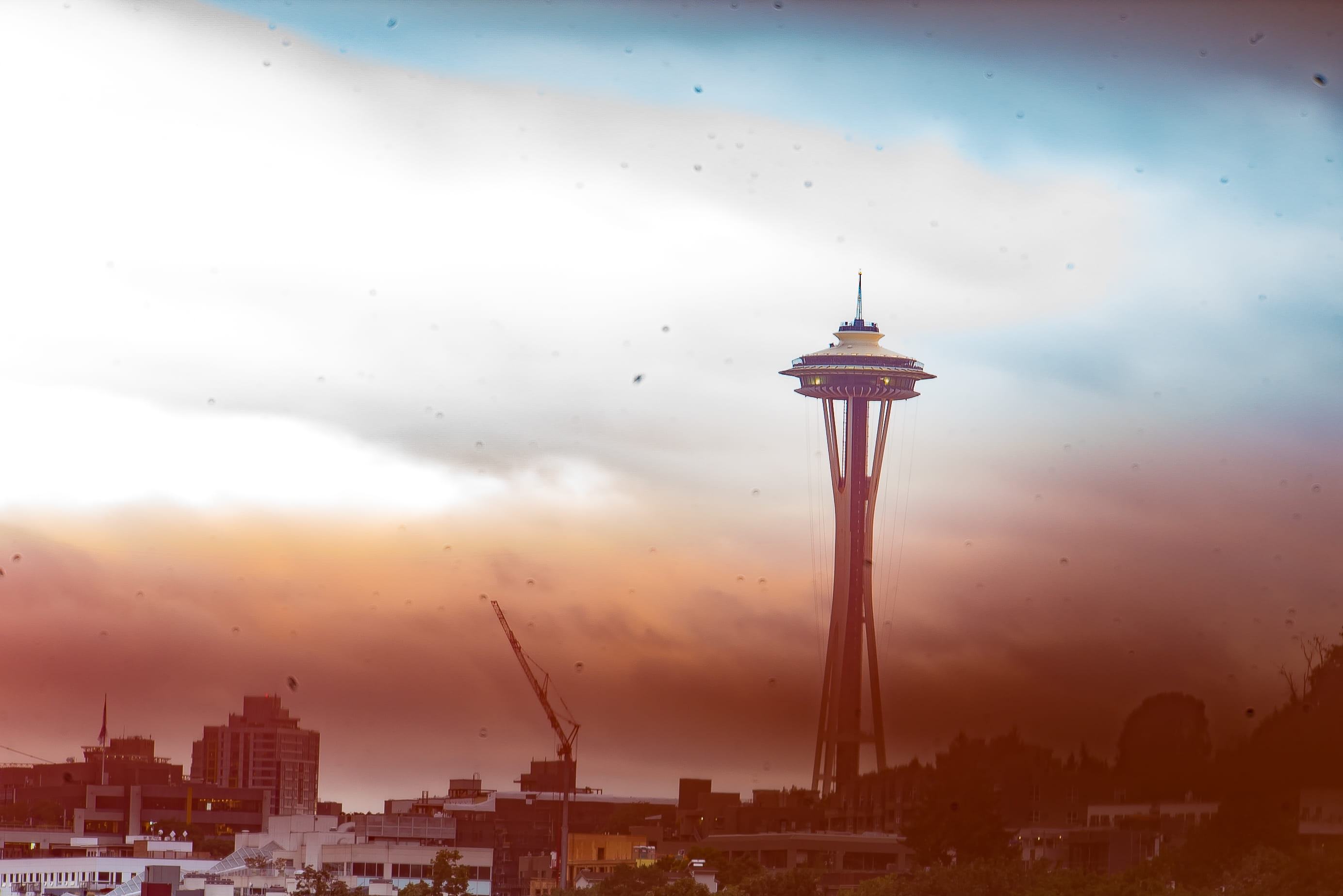 building, outdoors, dirt, design, cloud - sky, long exposure, no people, tower, cityscape, 2K, red, tall - high, city, mist, office building exterior, HD Wallpaper