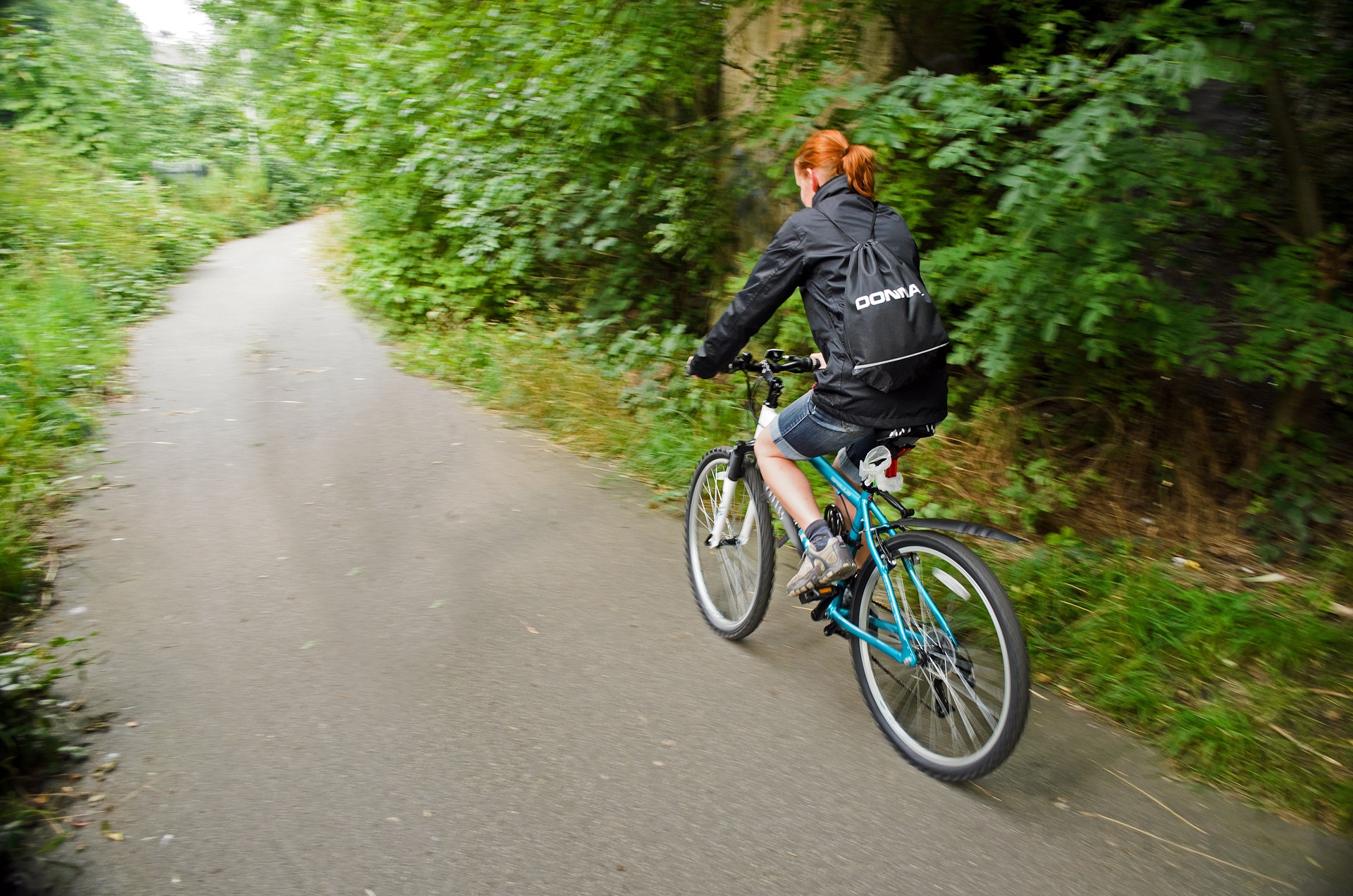 outside, lady, bicycle, summer, activity, ride, fit, main, sport, adult, hair, biking, jacket, walk, transportation, street, outdoors, on the move, lifestyles, HD Wallpaper