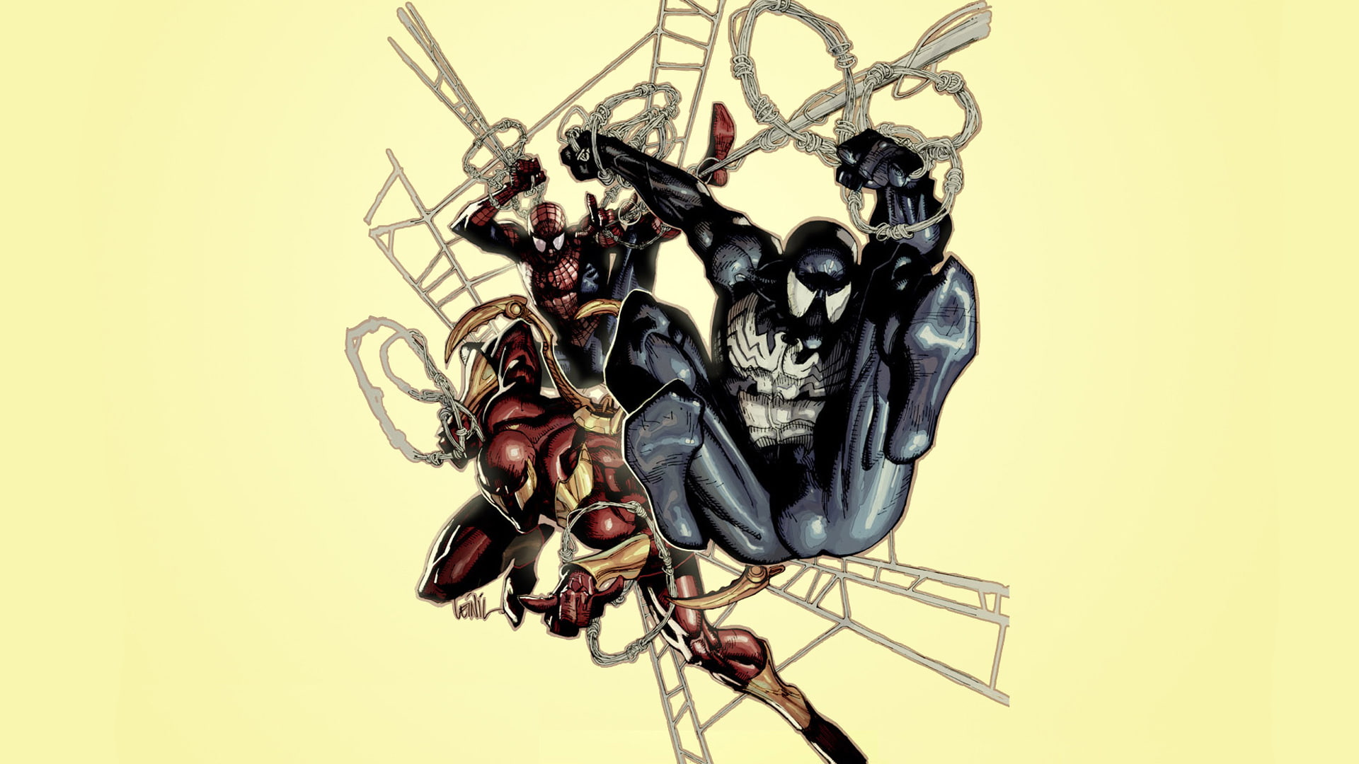 spider, venom, carnage, 1080P, man, hd, cartoon/comic, HD Wallpaper