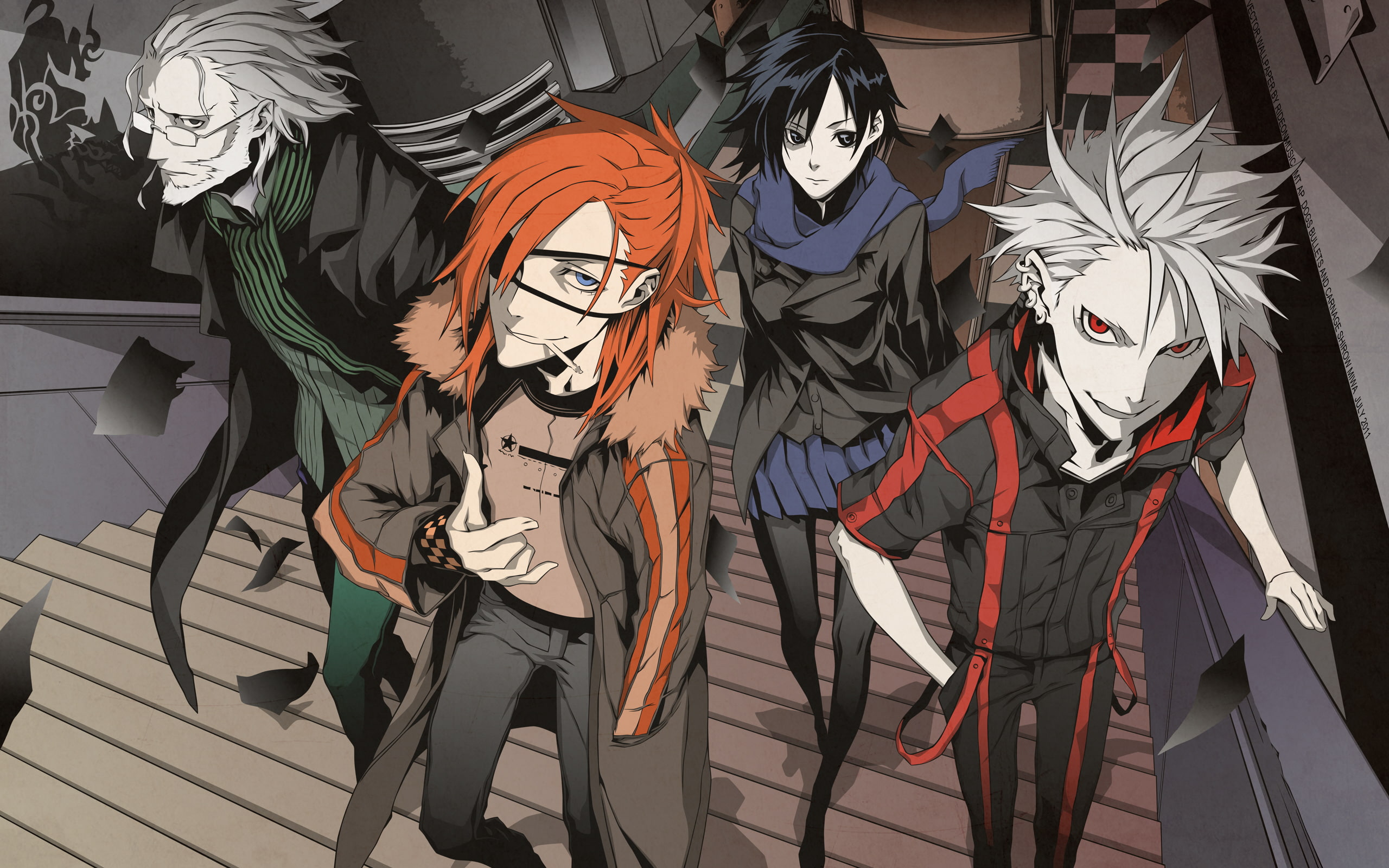 anime girls, anime boys, Dogs: Bullets and Carnage, 2K, manga, anime, red eyes, HD Wallpaper