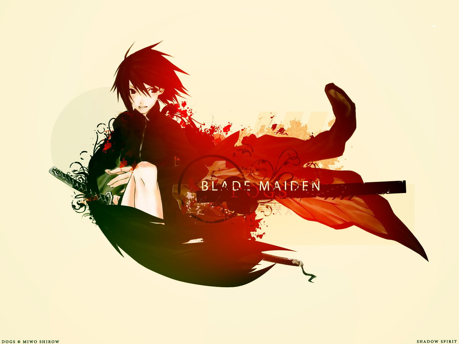 one person, artwork, sky, leisure activity, nature, white background, creativity, real people, text, 720P, Dogs: Bullets and Carnage, studio shot, anime, HD Wallpaper