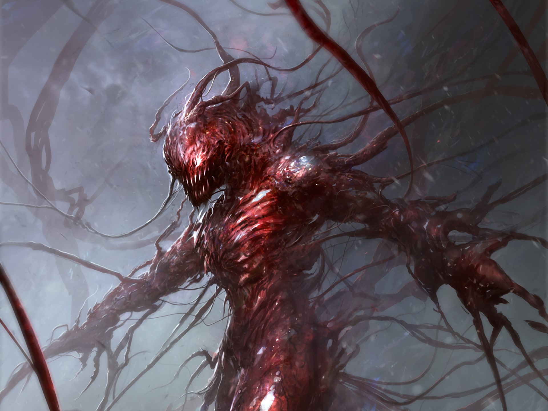 nature, hairstyle, long hair, 1080P, brown hair, water, carnage, hair, motion, red, branch, tree, close-up, day, outdoors, complexity, plant, no people, HD Wallpaper