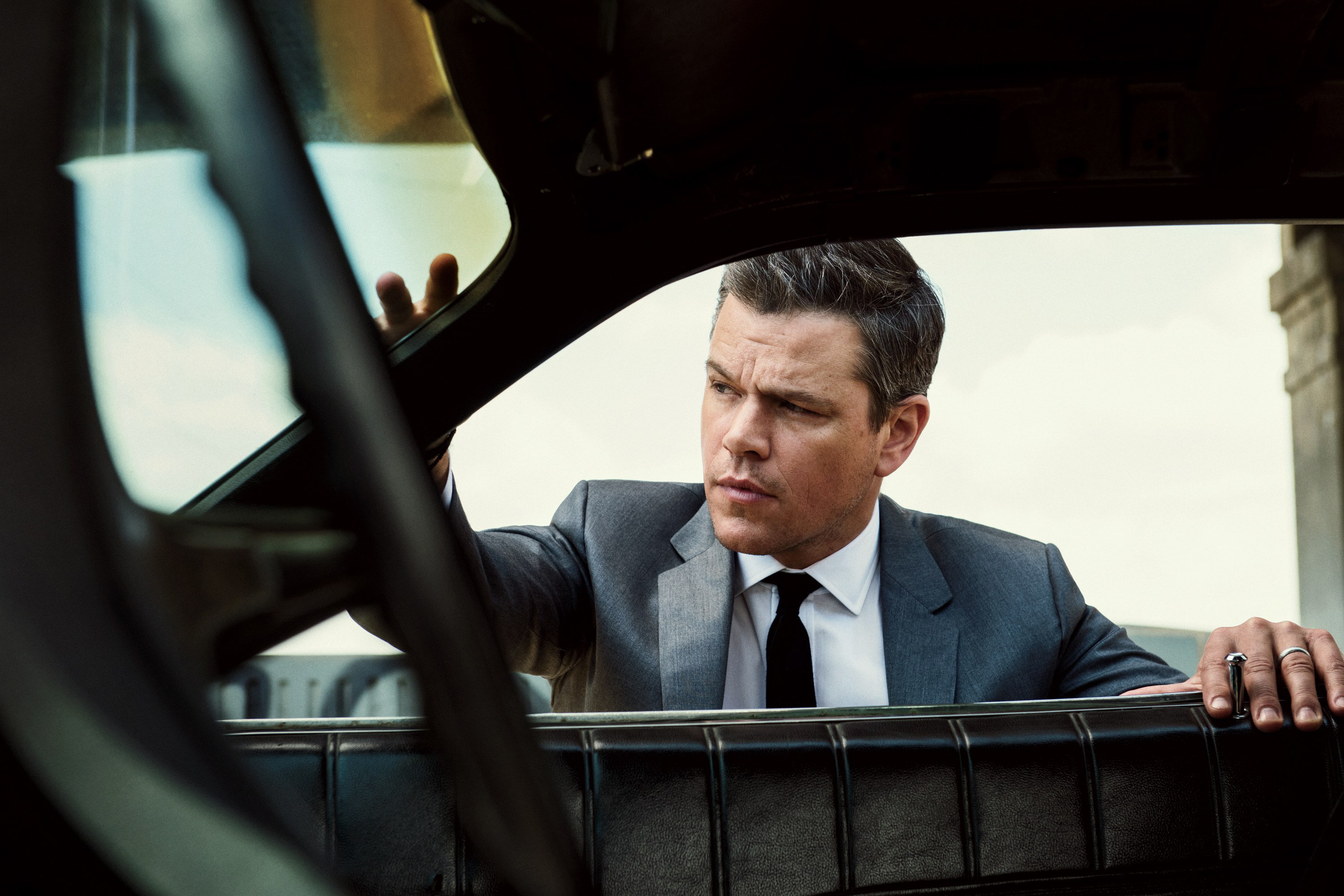 2K, costume, tie, auto, shirt, jacket, Sebastian Kim, Matt Damon, photoshoot, 2016, actor, HD Wallpaper