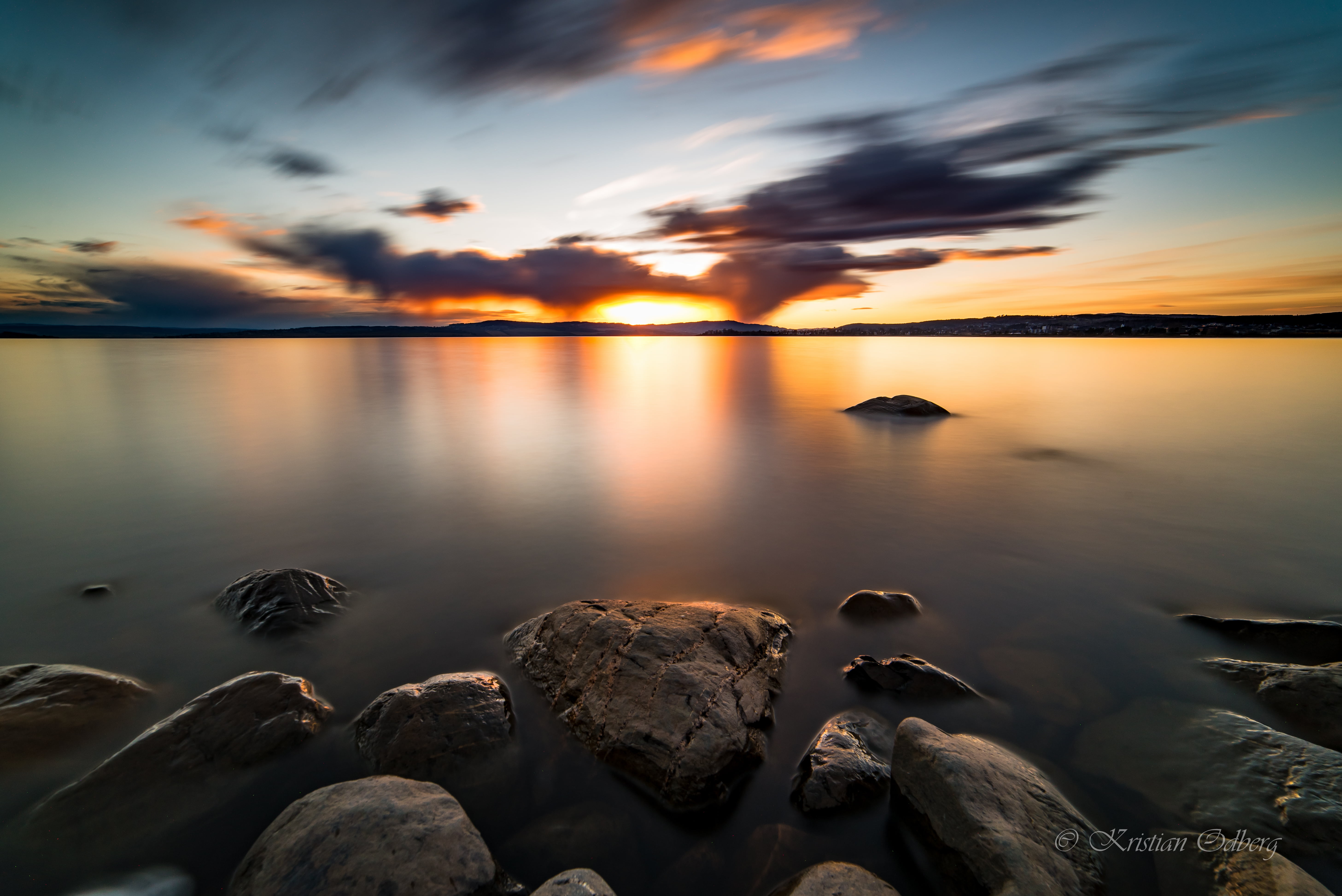 5K, nature, ottestad, hamar, dusk, scenics, reflection, beach, sky, rocks, sea, water, norway, hedmark, ocean view, landscape, coastline, seascape, sunrise, HD Wallpaper
