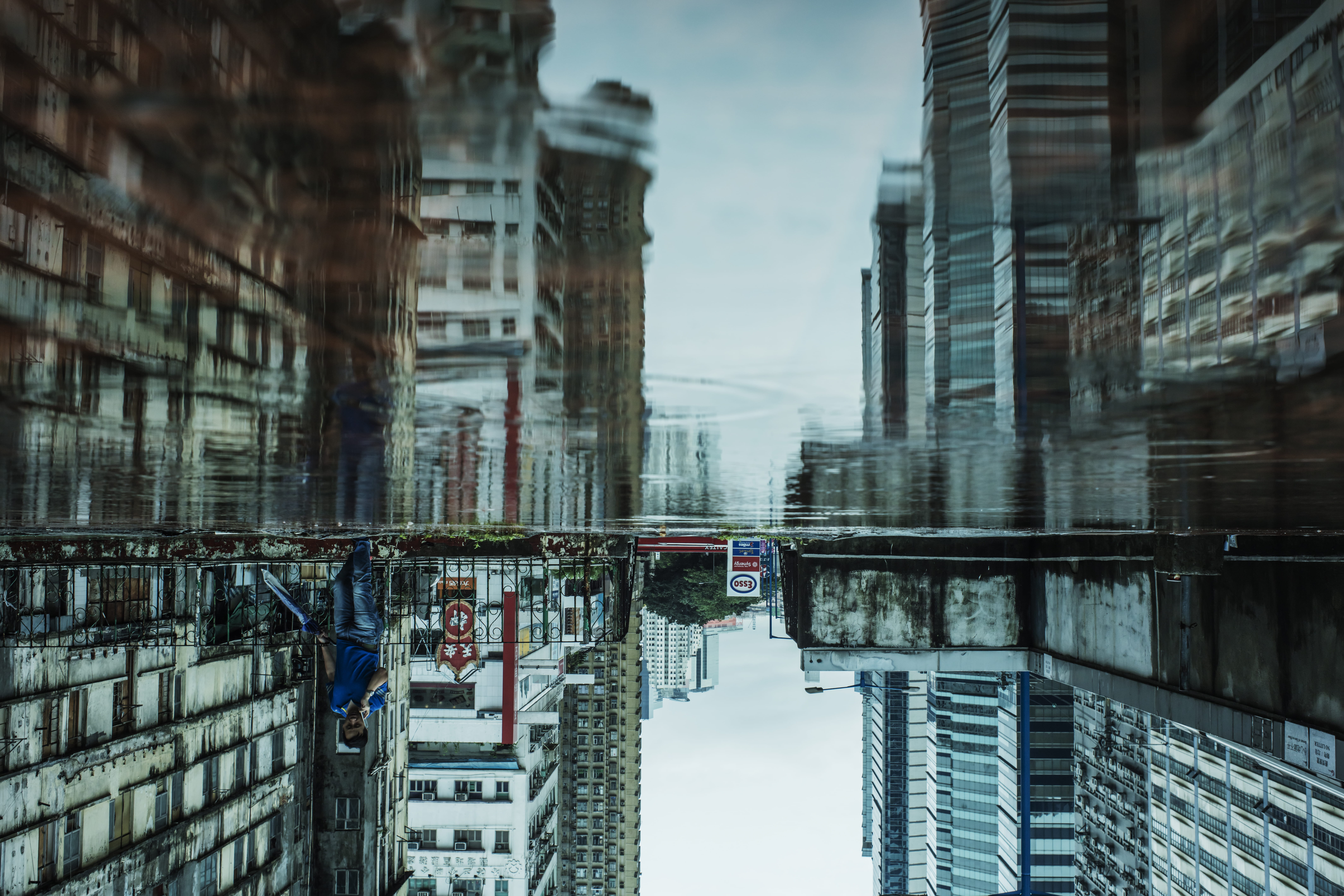 reflection, transportation, built structure, sky, building, skyscraper, no people, residential district, mode of transportation, upside down, city, travel destinations, HD Wallpaper