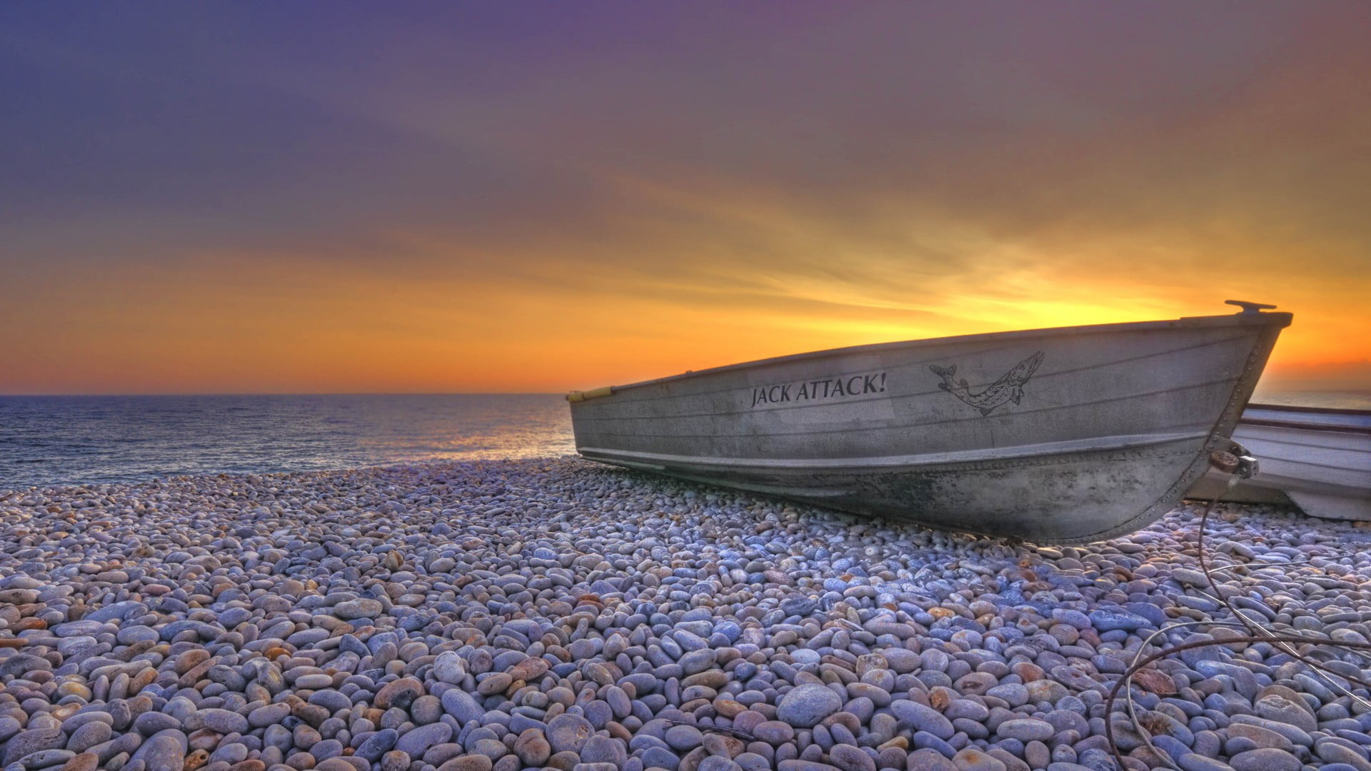 sea, horizon, vehicle, stone, 1080P, beauty in nature, device, electronic, rock, boat, nature, idyllic, black, beach, tranquility, scenics - nature, water, HD Wallpaper