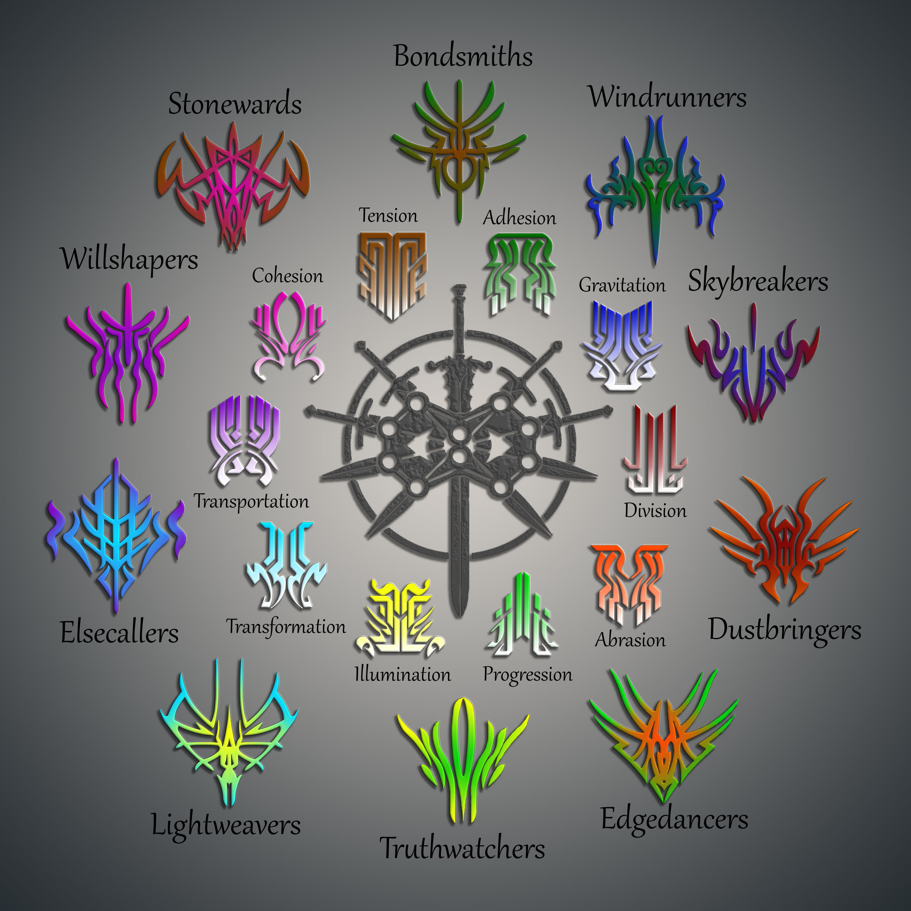 symbols, Brandon Sanderson, 2K, Knights Radiant, colorful, Phone HD Wallpaper