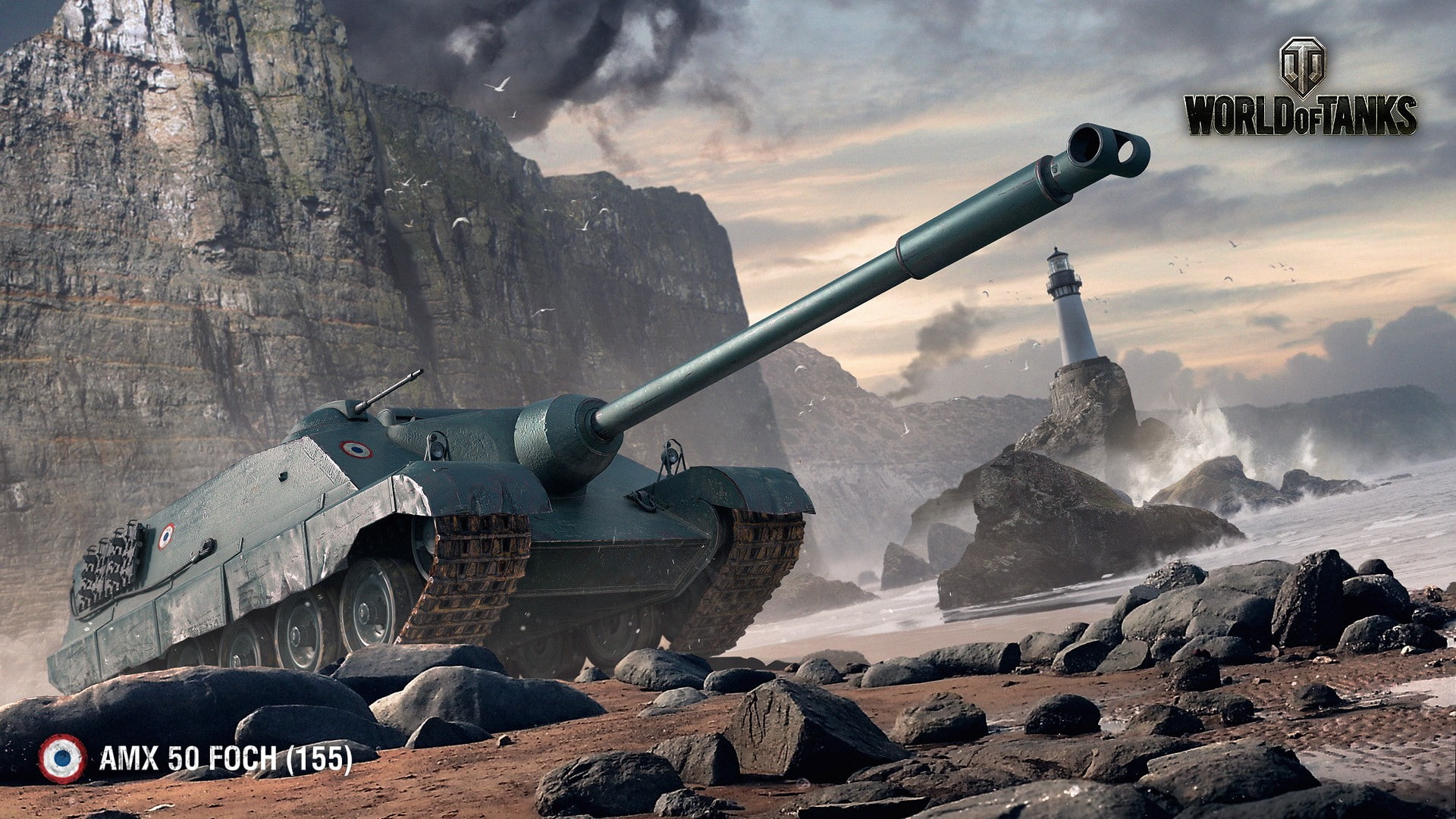 government, 1080P, fighting, outdoors, rock - object, cloud - sky, conflict, sky, armored tank, aggression, AMX 50 Foch (155), machinery, nature, day, HD Wallpaper