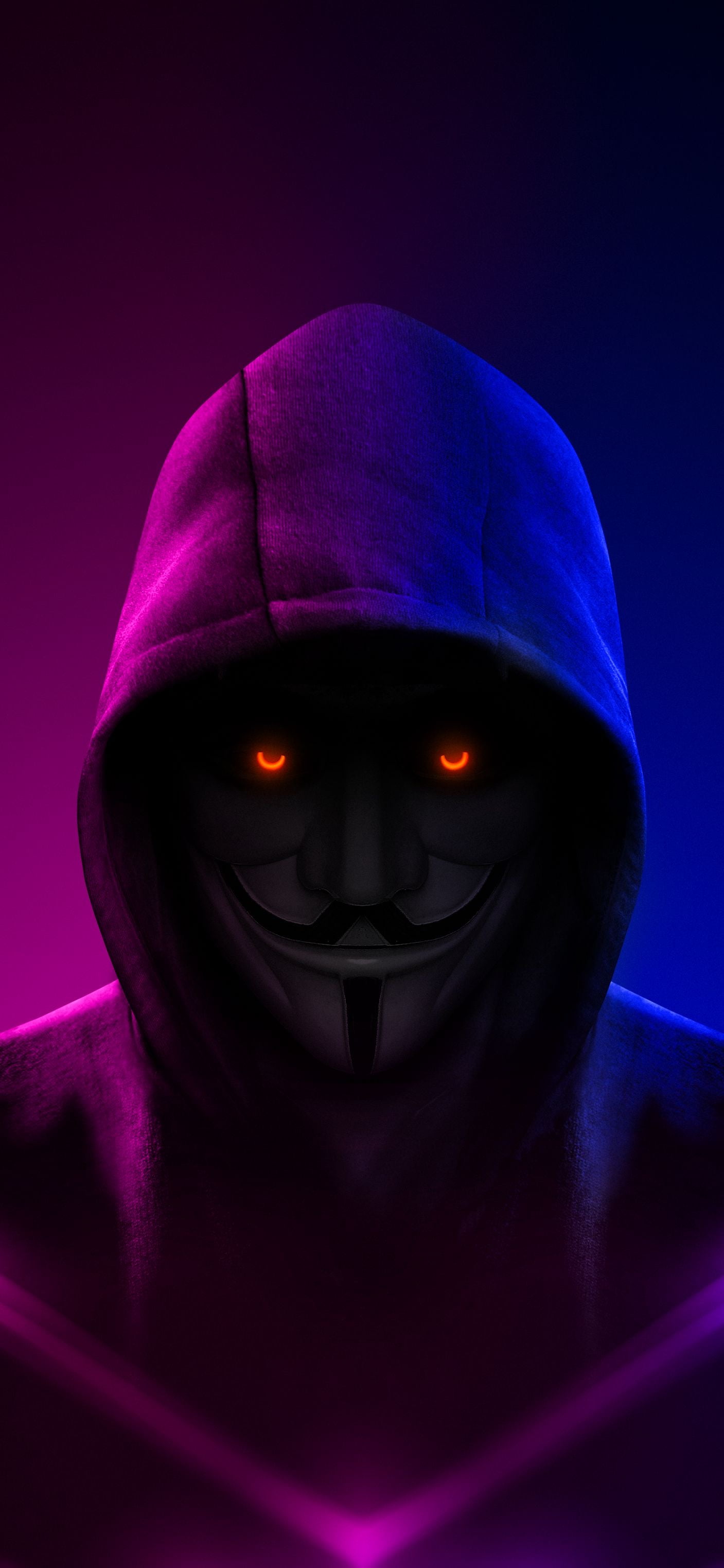 artwork, hood, 2K, mask, plain background, vertical, digital art, portrait display, Anonymous, Phone HD Wallpaper