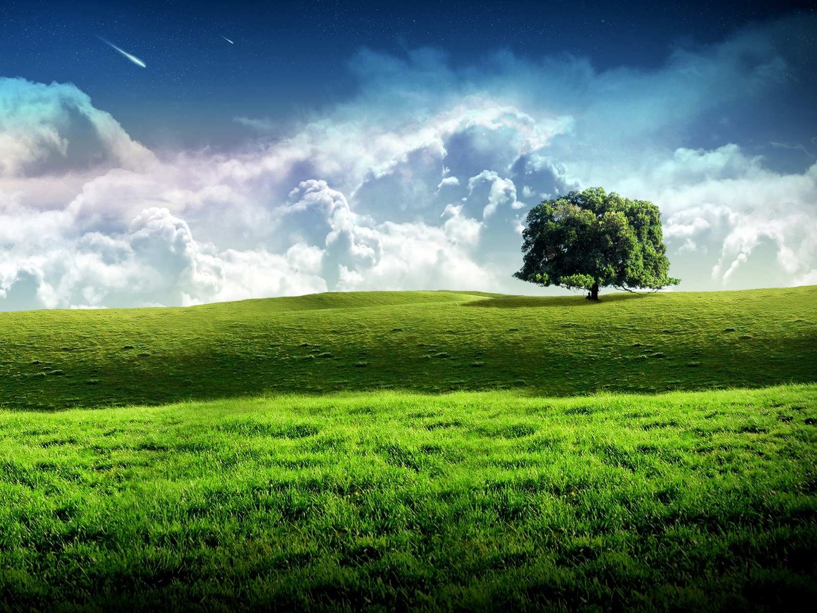 green, green Color, meadow, cloudscape, summer, scenics - nature, hill, non-Urban Scene, landscape, cloud - Sky, day, season, lawn, sun, blue, field, environment, HD Wallpaper