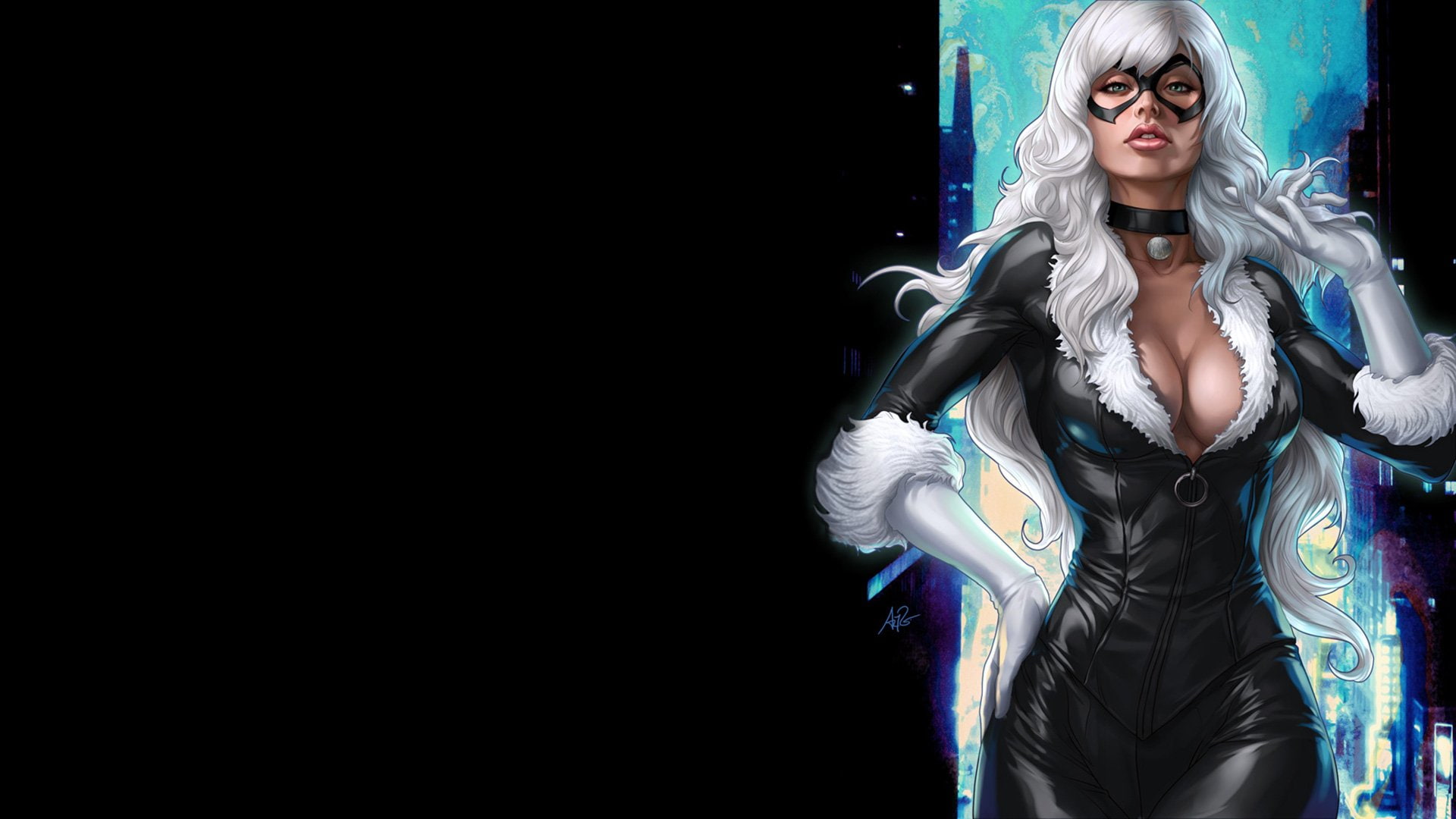 indoors, studio shot, beautiful woman, young adult, women, hair, lifestyles, Comics, Black Cat, copy space, portrait, 1080P, Black Cat (Marvel Comics), HD Wallpaper