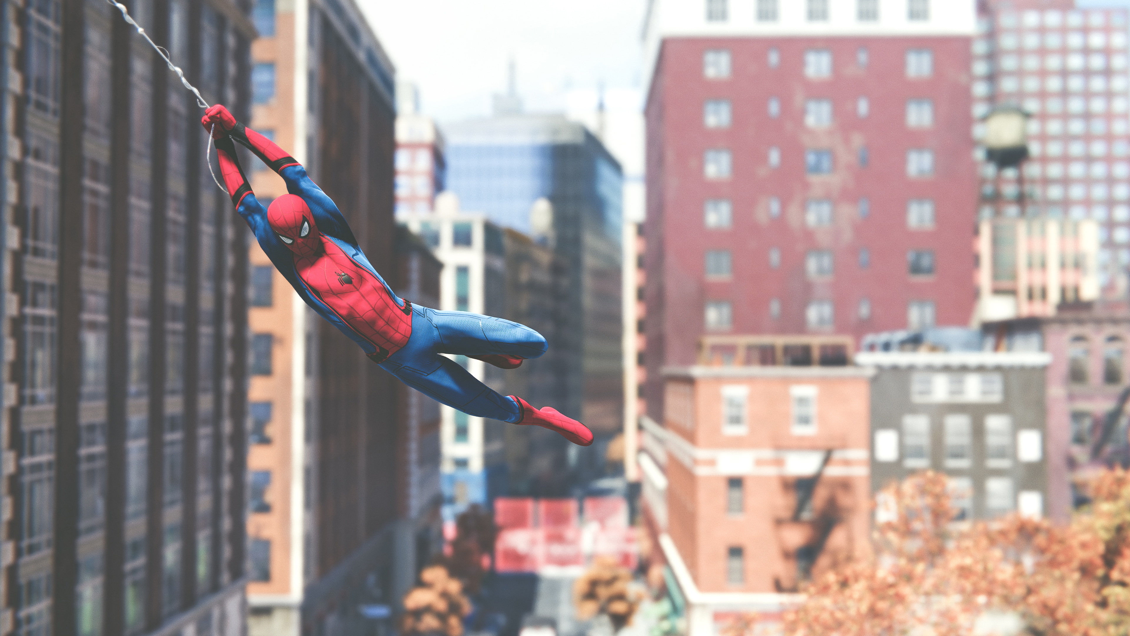 PS4, outdoors, man, red, spider-man, spider, architecture, no people, building exterior, 4K, ps, animal themes, mid-air, nature, window, flying, animal, HD Wallpaper