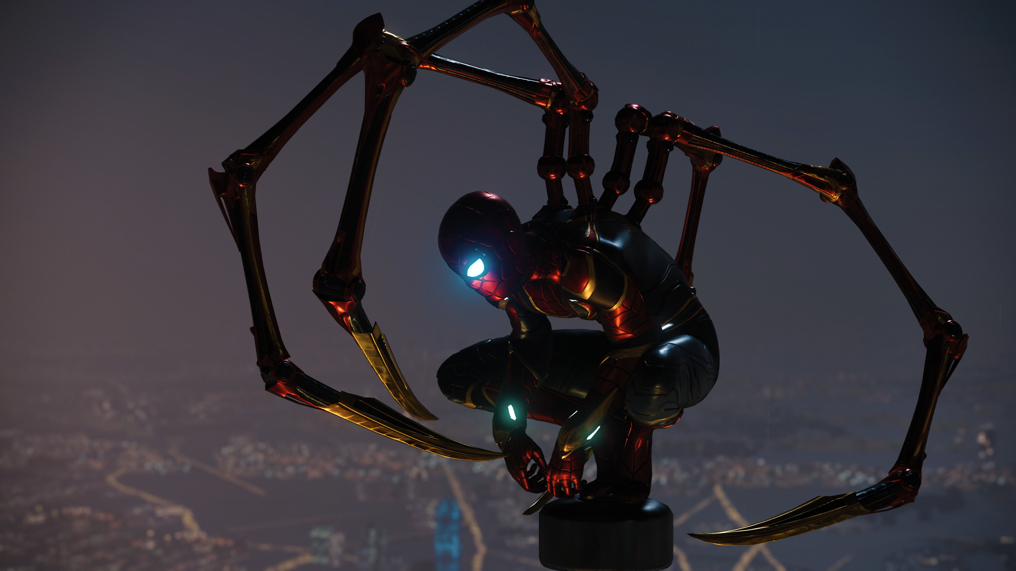 4K, iron, spider, ps, man, HD Wallpaper