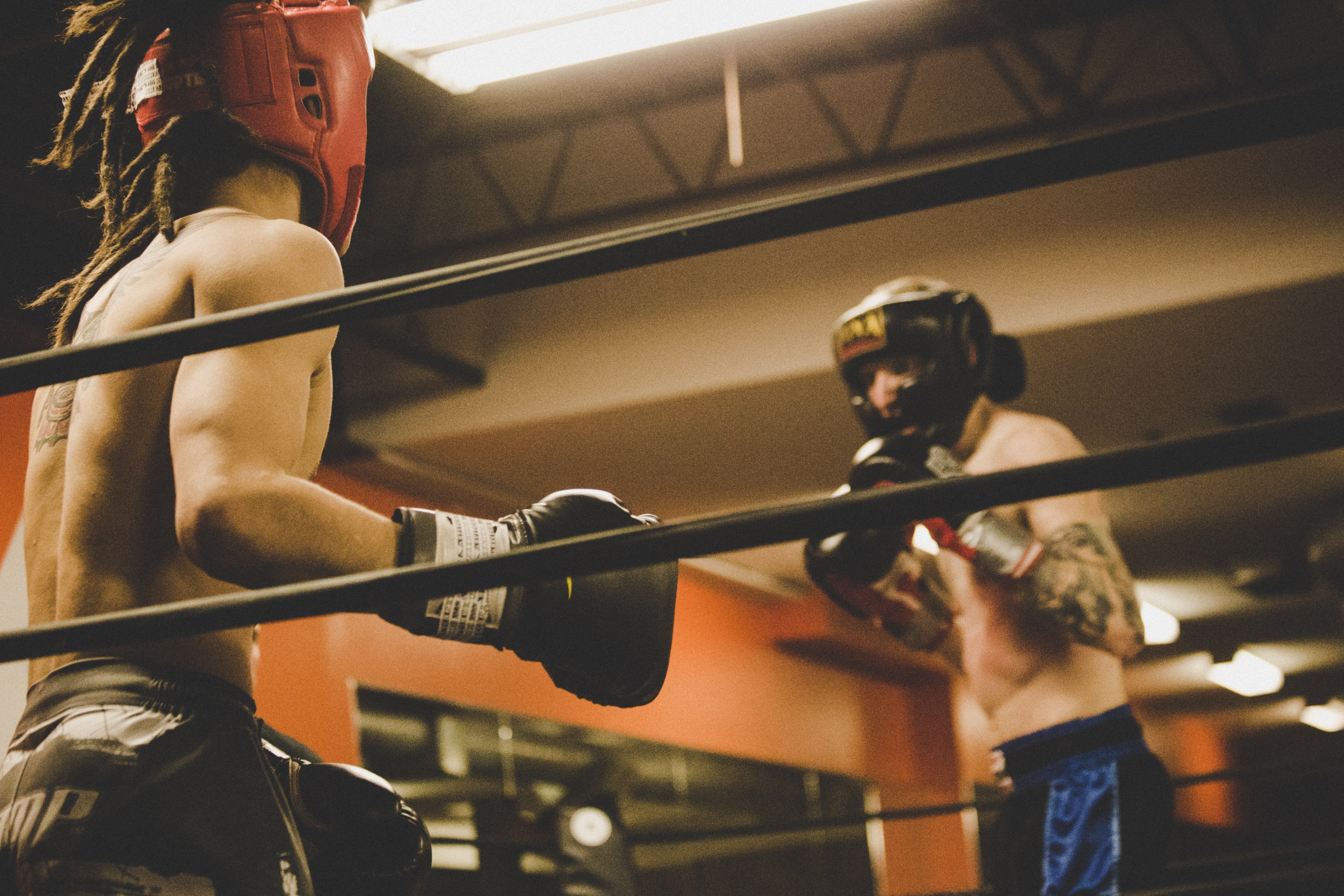 indoors, athlete, healthy Lifestyle, human body part, waist up, health Club, vitality, gloves, fitness, game, 5K, exercising, fight, men, people, shirtless, HD Wallpaper