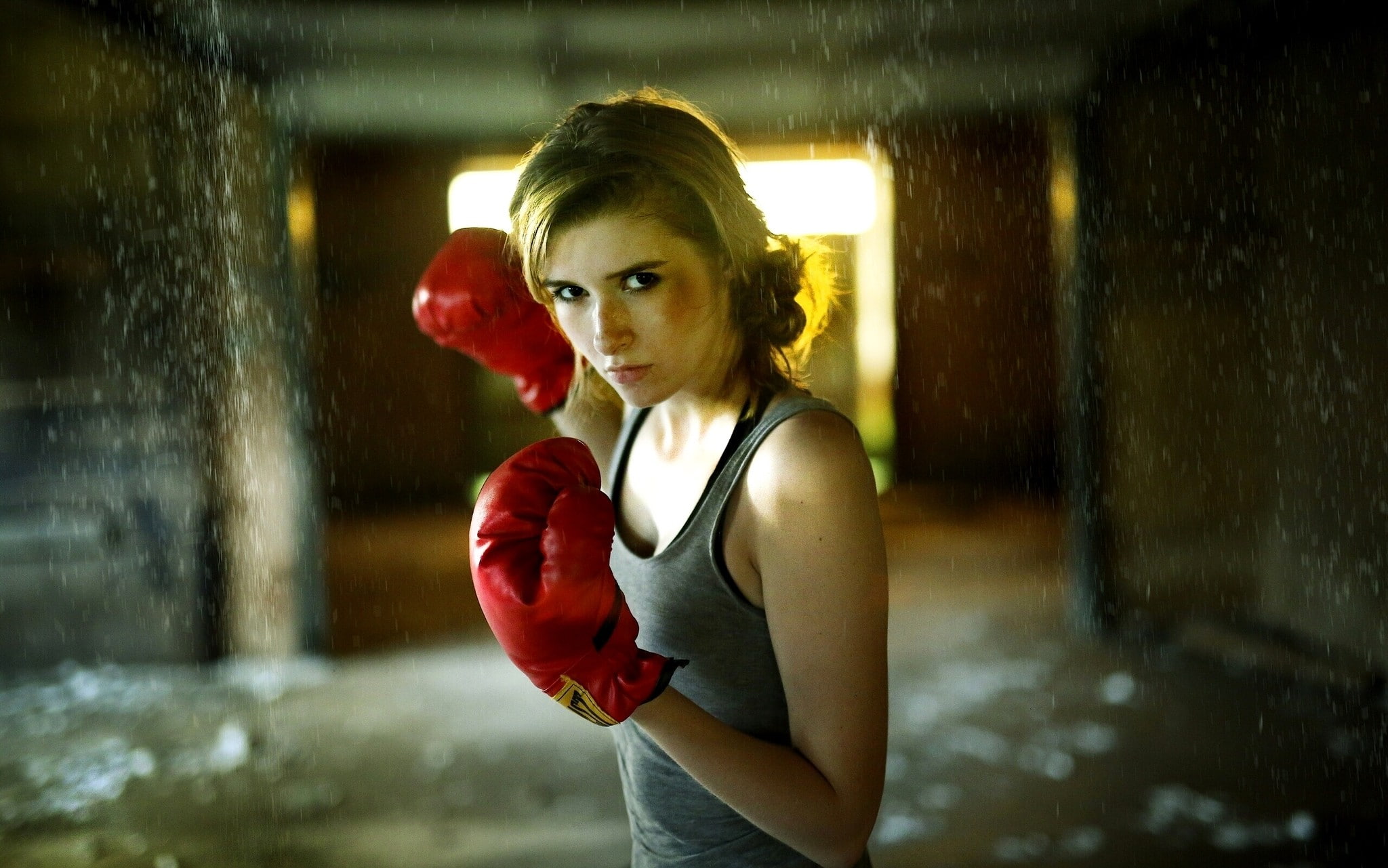 women, model, 1080P, gloves, 2048x1281, boxing gloves, boxing, HD Wallpaper
