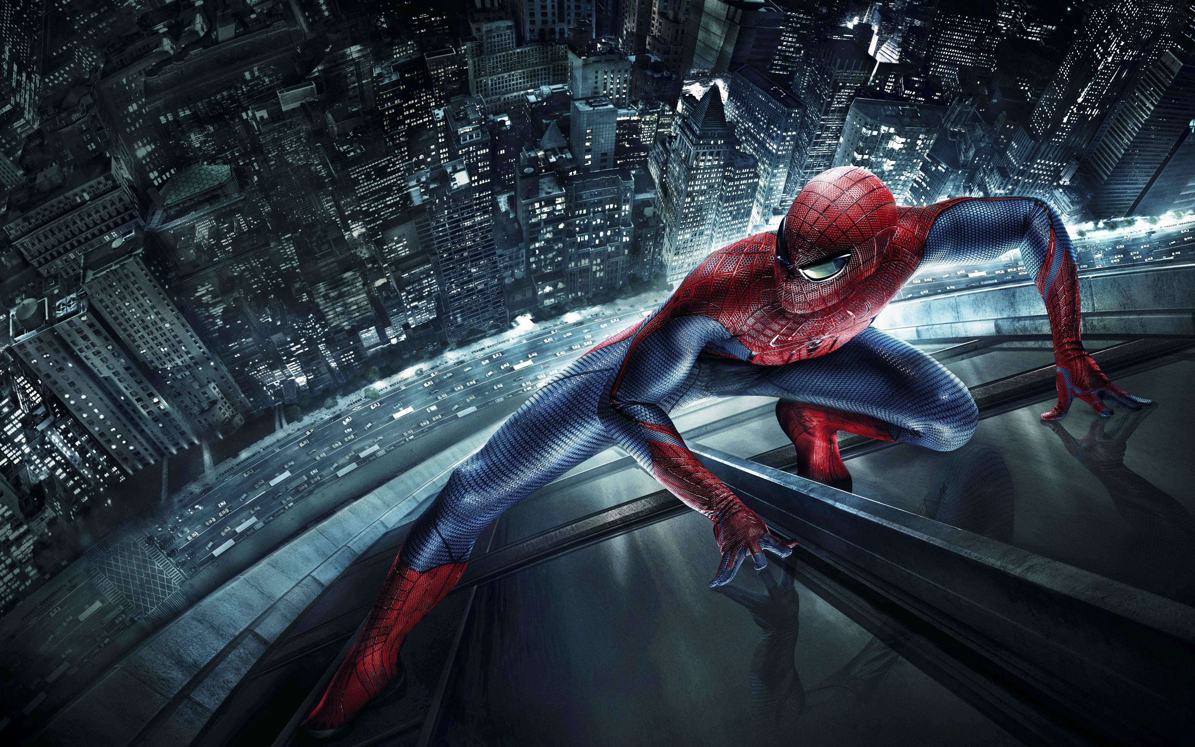spiderman, sport, motion, city, boxing glove, muscular build, architecture, red, transportation, metal, adult, super heroes, hd, movies, indoors, 4K, 4k, HD Wallpaper
