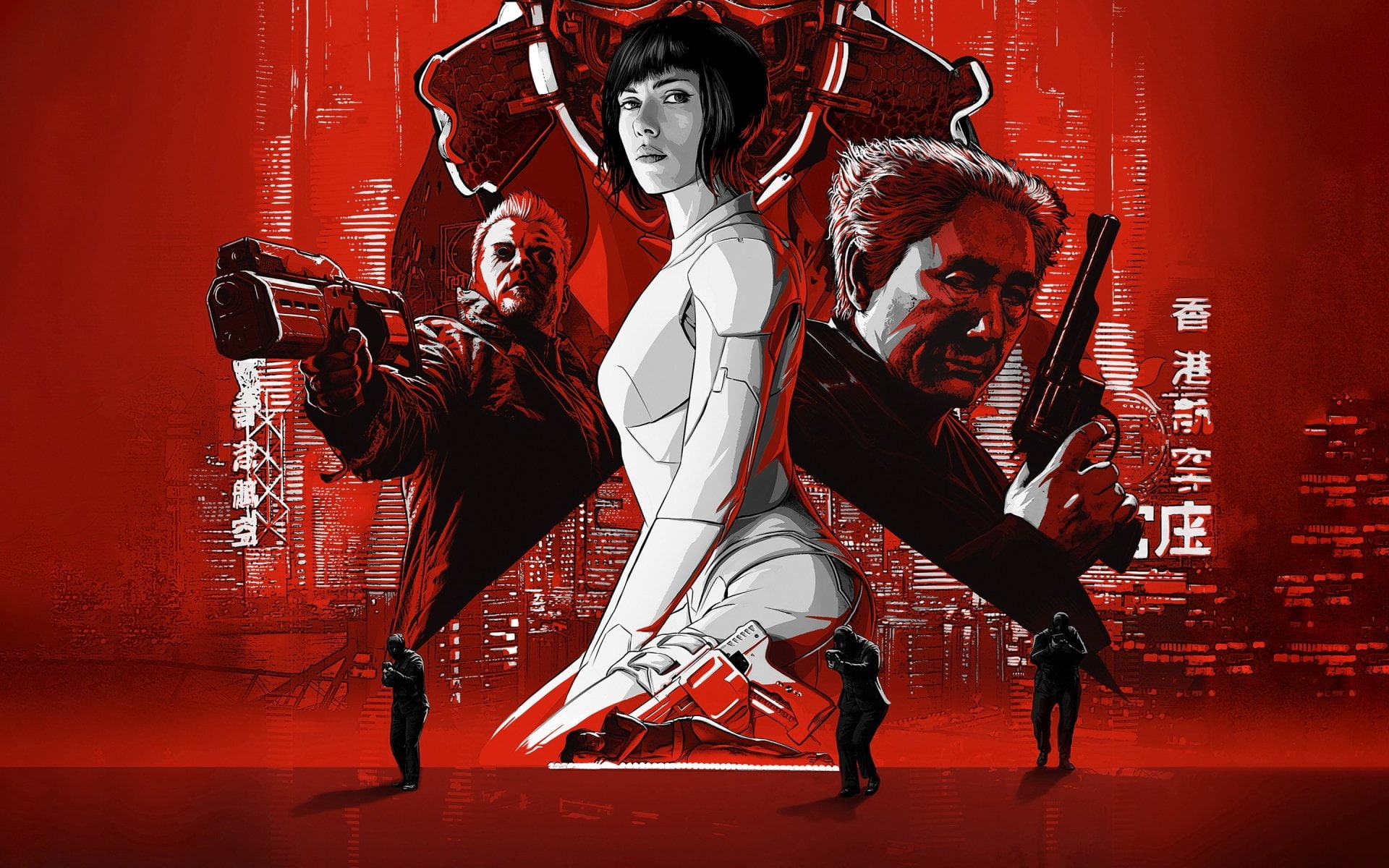 Poster, Red, Artistic, Ghost in the Shell (2017), Scarlett Johansson, Movie, 1080P, HD Wallpaper