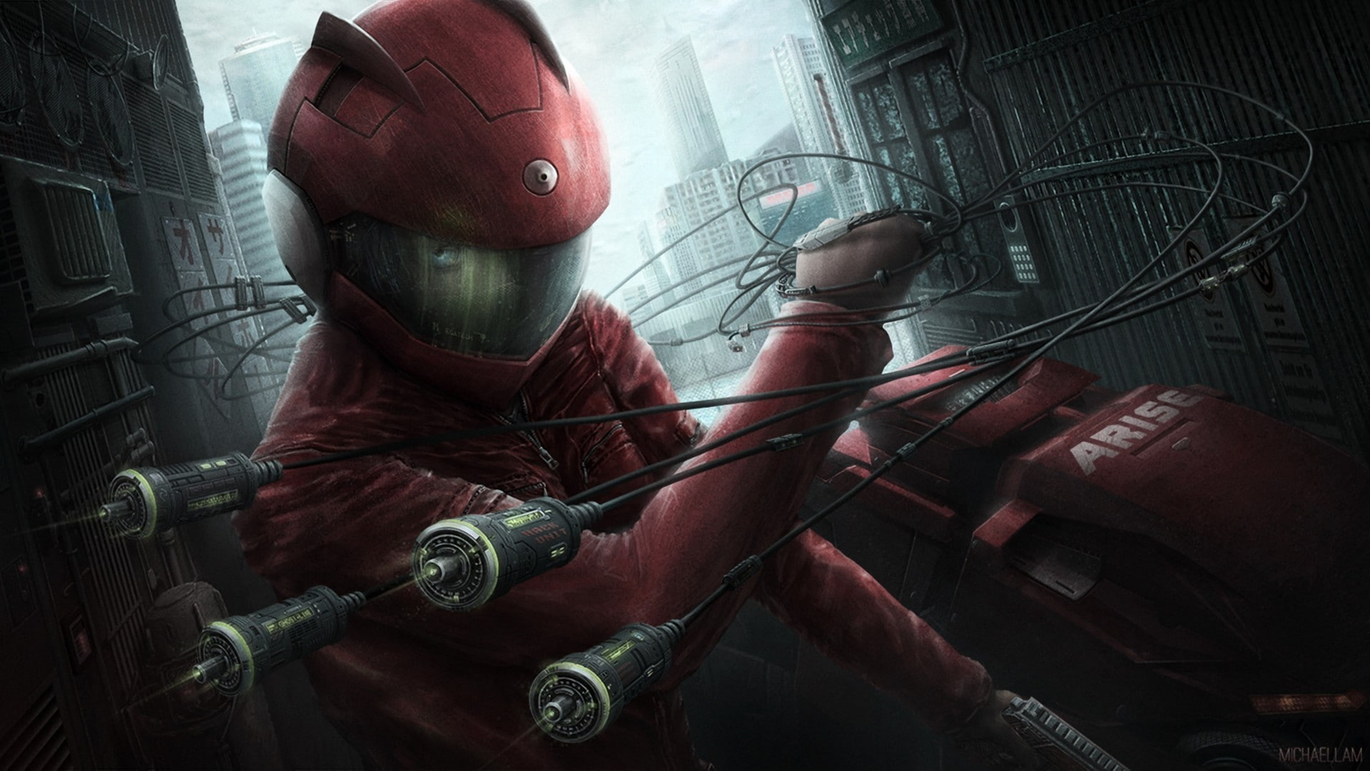 close-up, security, Ghost in the shell, red, protection, headwear, metal, Arise, safety, government, architecture, war, aggression, male likeness, the past, HD Wallpaper