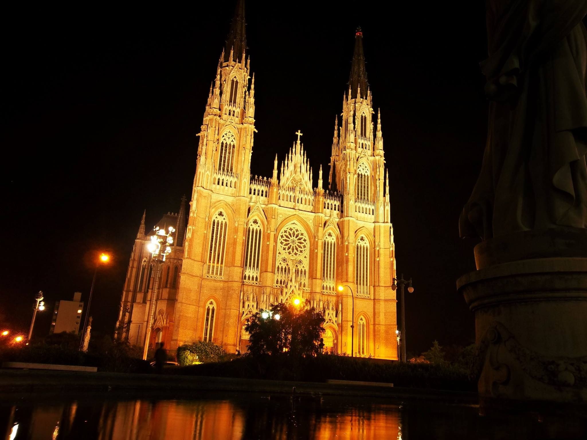 La Plata, 1080P, night, town square, cathedral, cityscape, HD Wallpaper