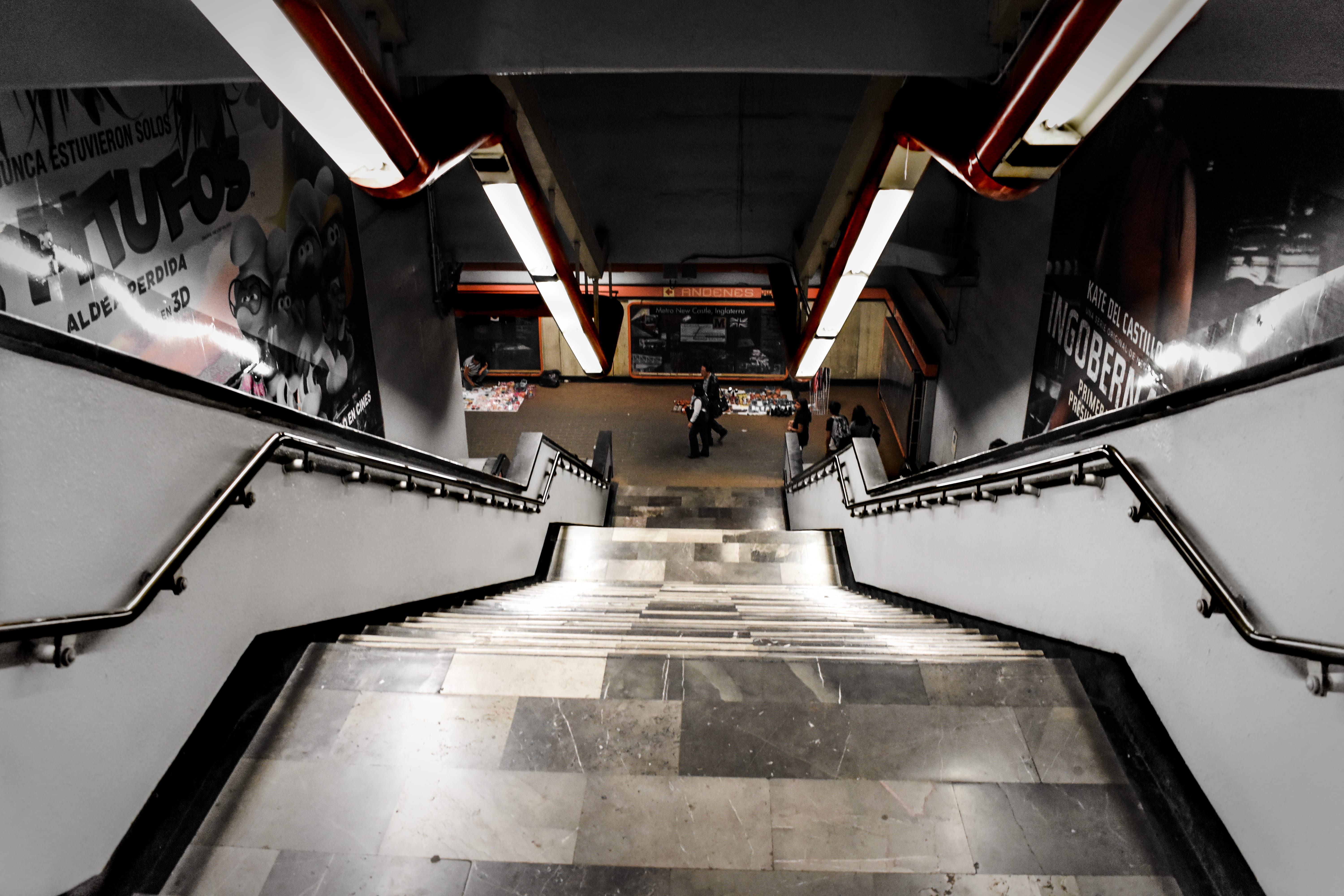 rail transportation, empty, steps and staircases, no people, direction, flooring, high angle view, escalator, banister, staircase, person, floor, mode of transportation, HD Wallpaper