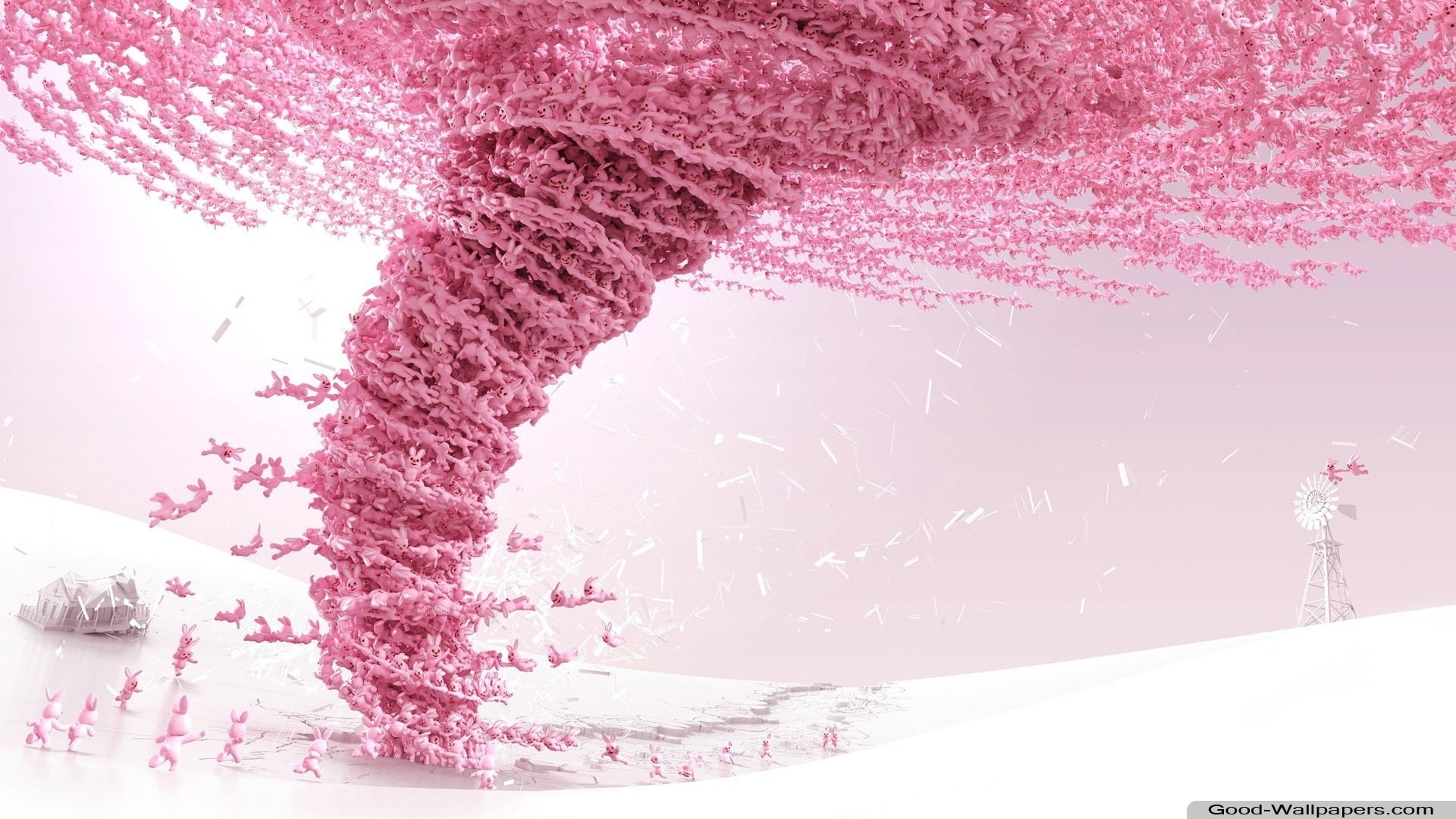 1080P, Rabbit, Tornado, Pink, HD Wallpaper