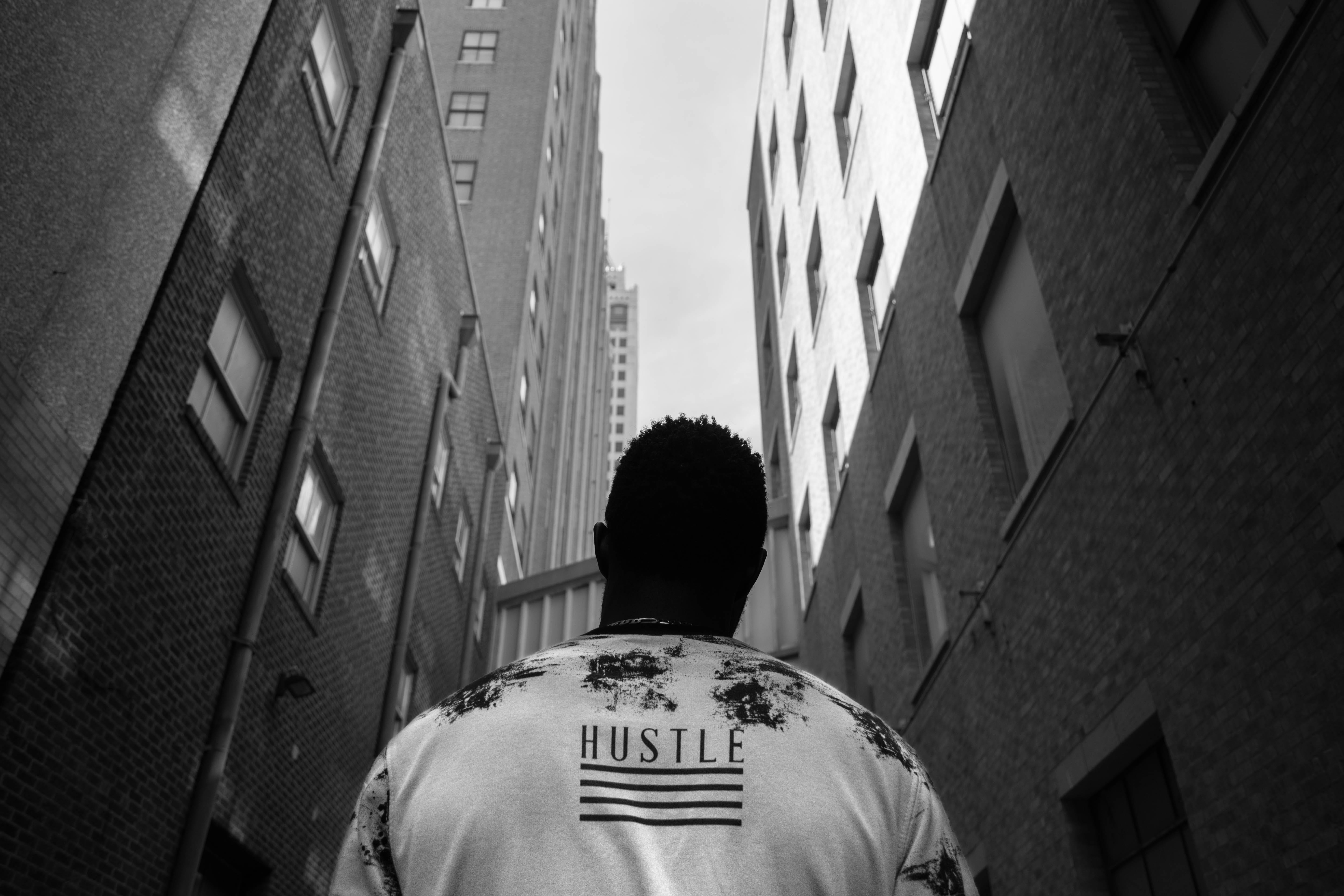black and white, african american, rear view, portrait, man, leisure activity, men, wall - building feature, photo, building exterior, day, buildings, built structure, HD Wallpaper
